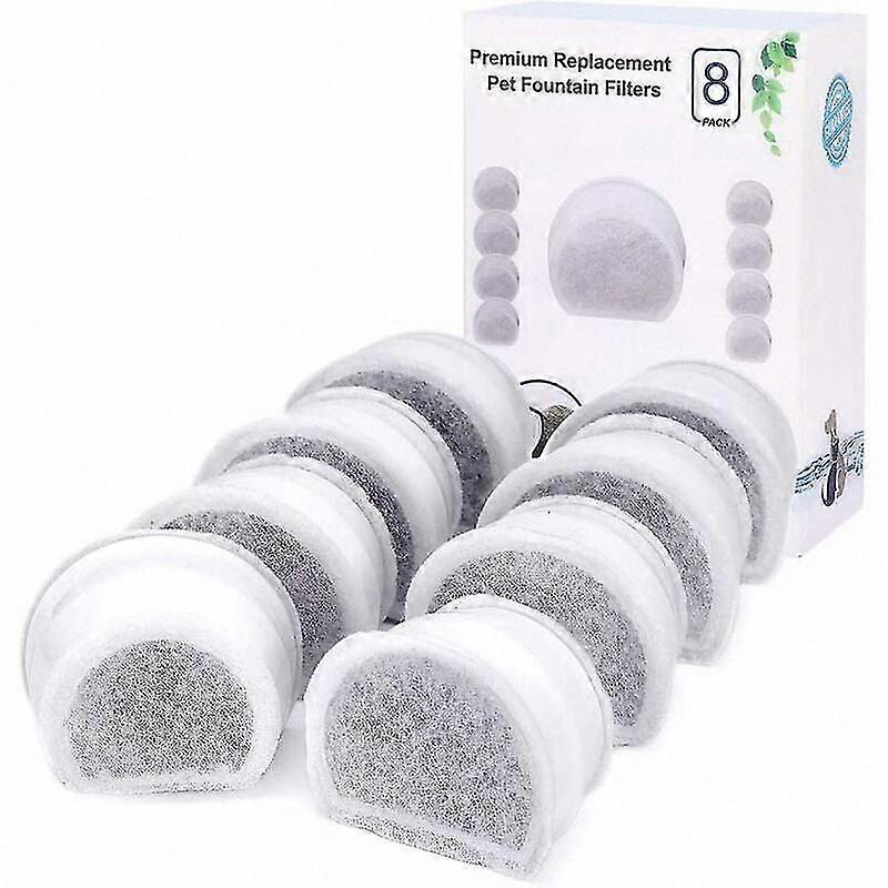 8-Pack Replacement Charcoal Filters for Pet Water Fountains, Compatible with 2-Gallon Models and Multi-Design Options Including Avalon, Pagoda, Sedona