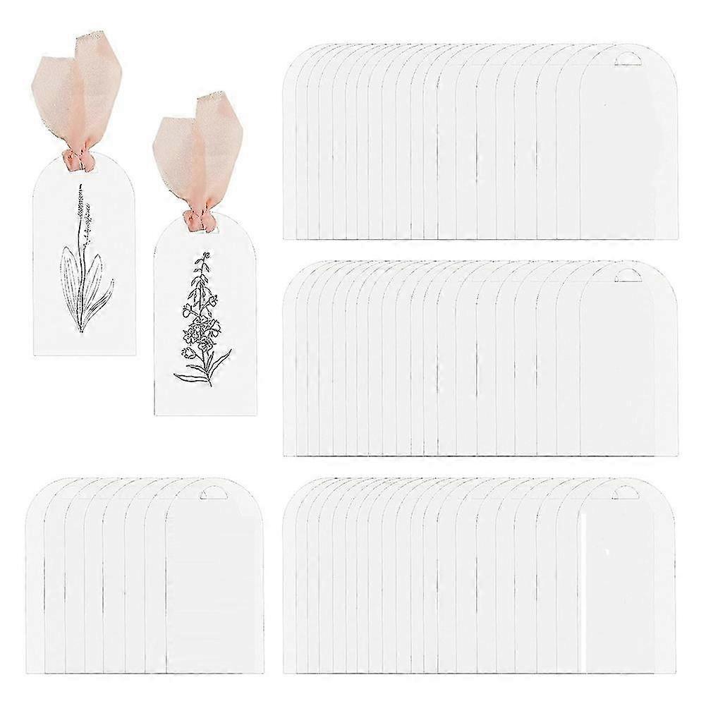 50-Piece Acrylic Place Cards with Arched Frosted Reserved Signs for Weddings - Blank Name Tag Seat Labels with Ribbon