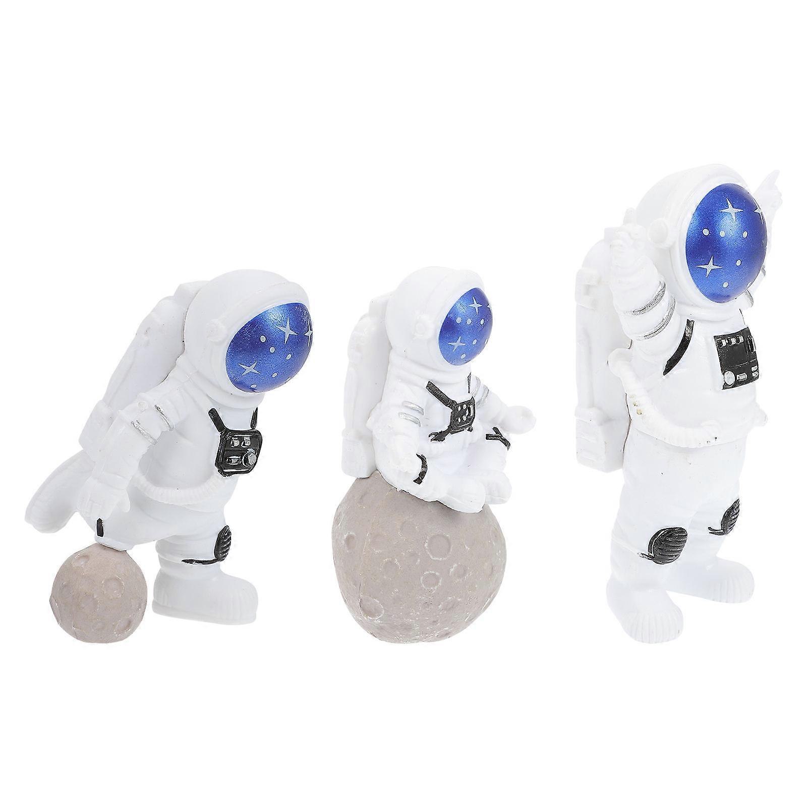 Astronaut Statue Desk Toy Doorway Resin Assorted Color Decorative 3Pcs