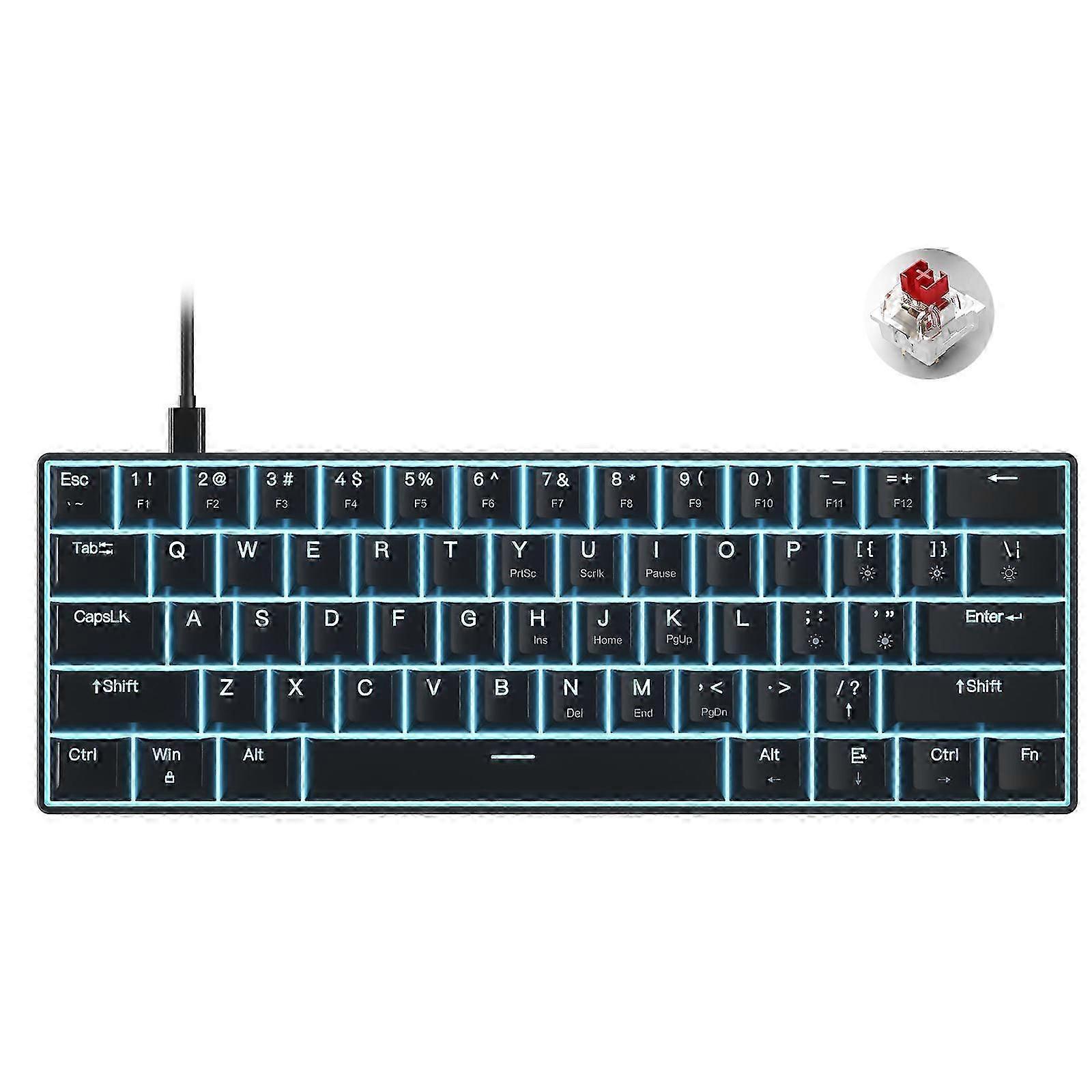 60% Compact Mechanical Keyboard with Blue Programmable customized Hot Swap
