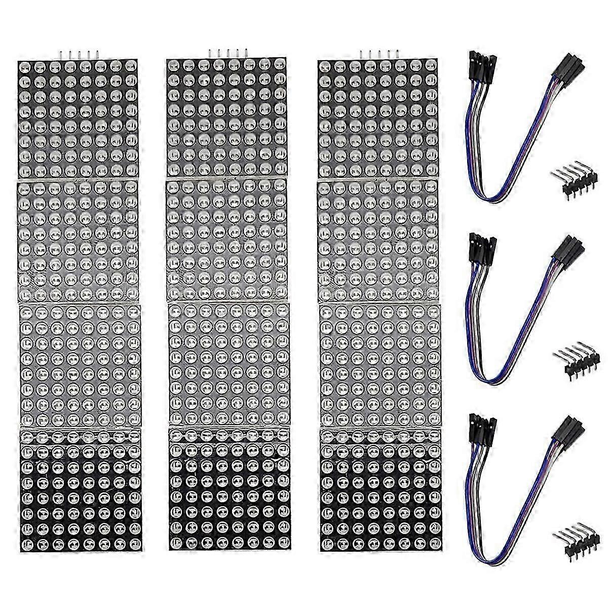 32x8 Dot Matrix LED Display Module, 4-in-1 Common Cathode MCU Control