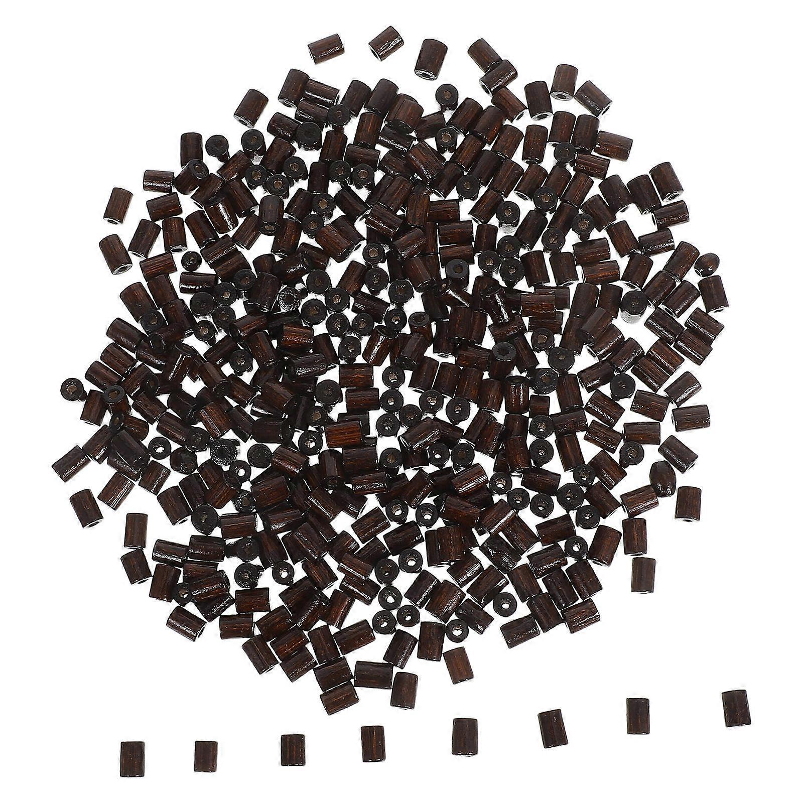 400pcs Natural Wooden Tube Beads Large Hole Cylindrical Spacer Beads for DIY Jewelry, Bracelets, Necklaces and Craft Projects Deep Coffee Color