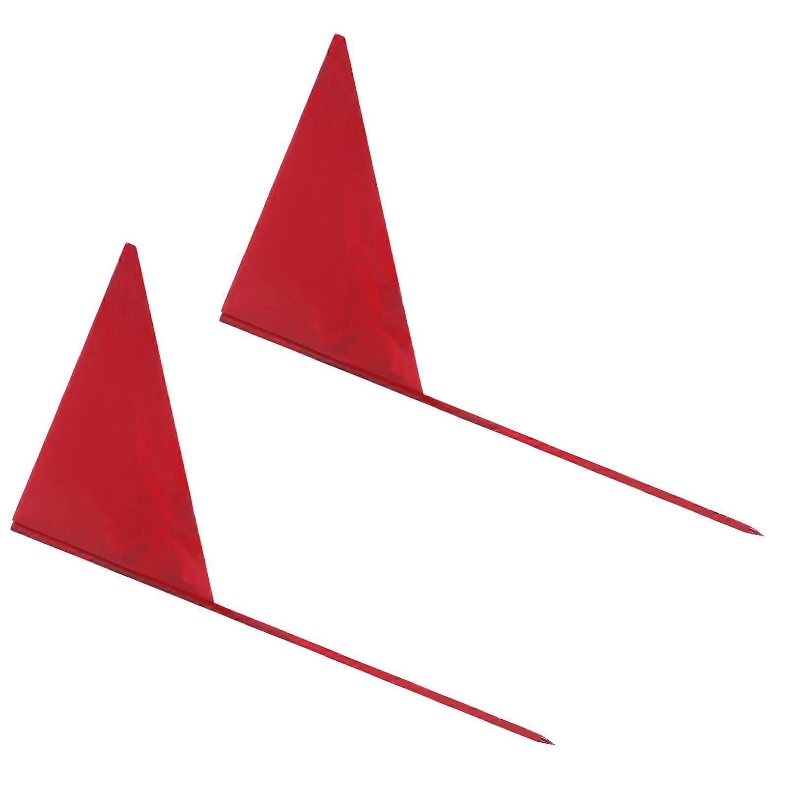 Small Red Triangle Marking Flags with Iron Stick for Portable Use in Fair Competitions and Outdoor Events – Accurate Distance Measurement Set of 2