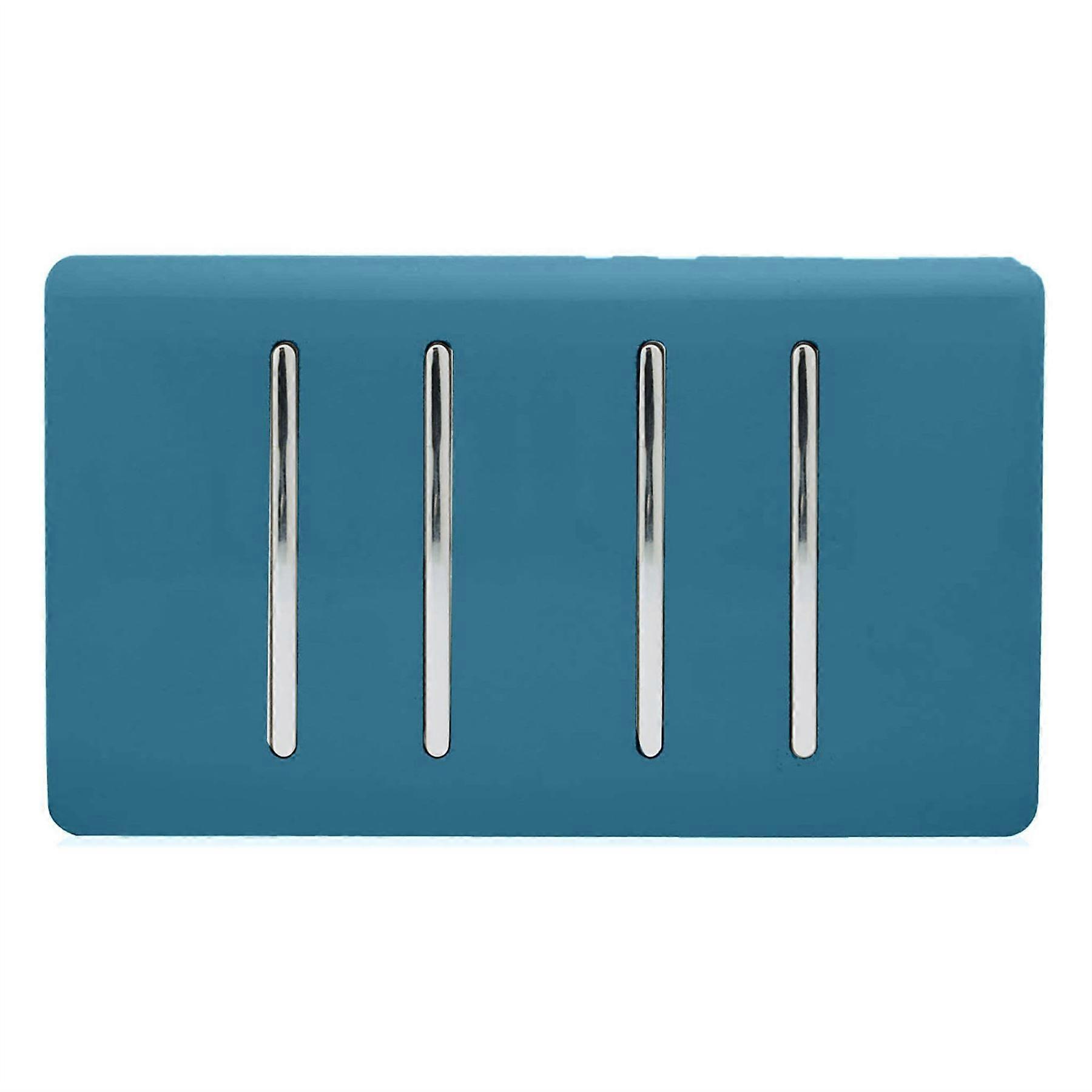 Trendi Artistic Modern Glossy 4 Gang 2 Way Rocker Double Plate Tactile Light Switch Ocean Blue