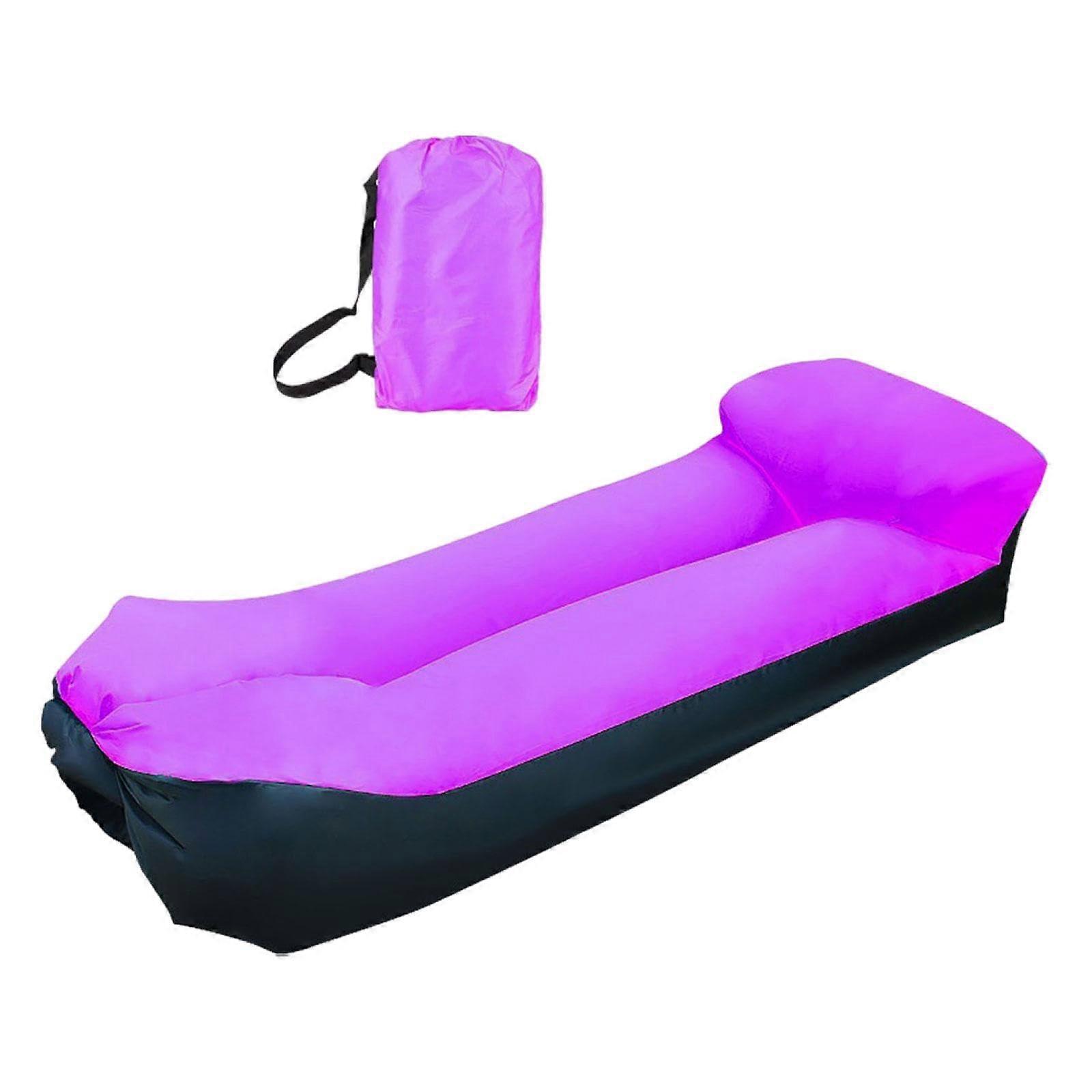 Inflatable Lounger with Hammock Design, Portable Relaxation Seat for Adults, Trendy Purple Anti-Air Sofa for Parks