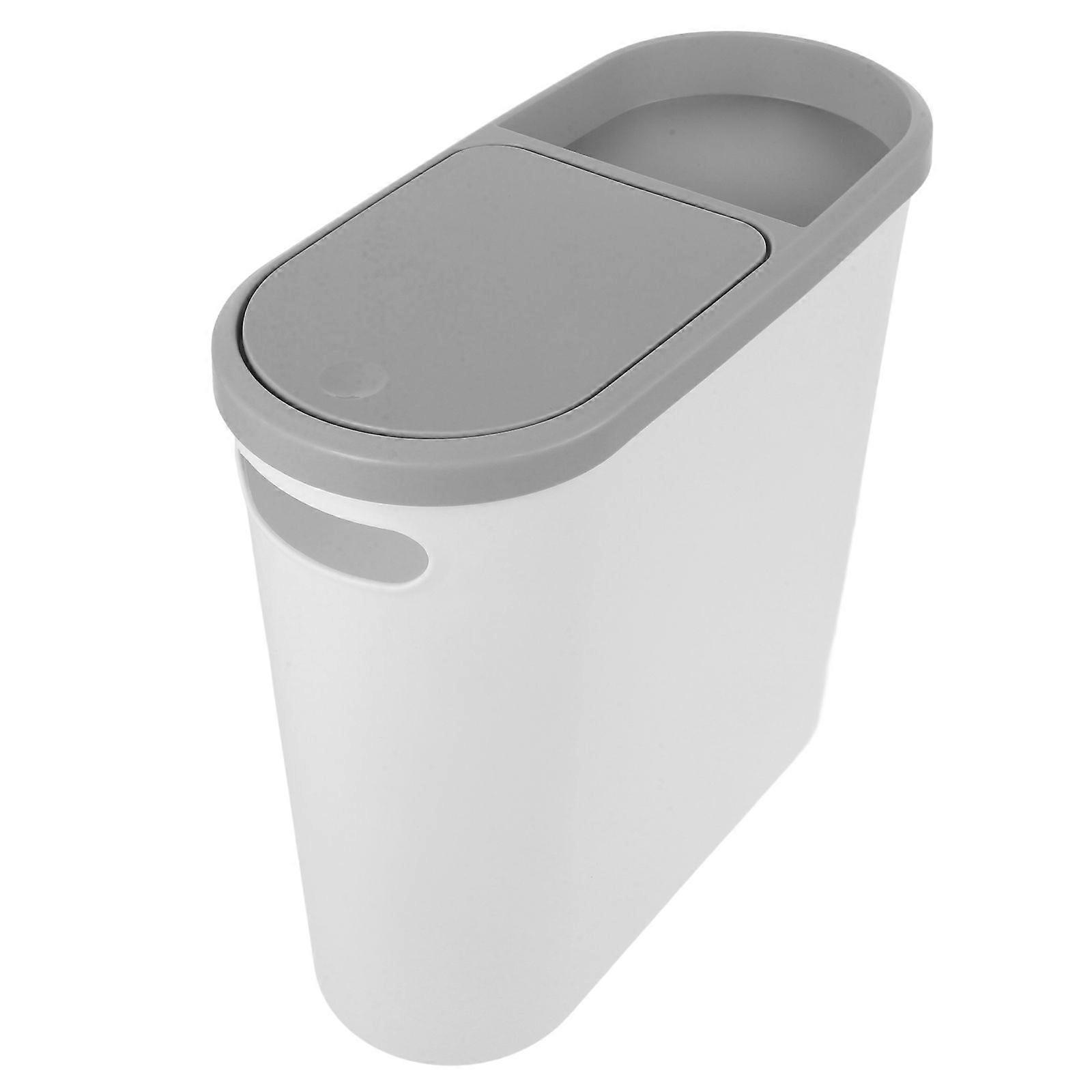 Slim Trash Can Waste Bin Garbage Container with Press Lid for Kitchen Bathroom