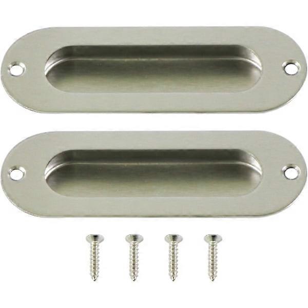 Set of 2 Recessed Sliding Door Handles in Stainless Steel