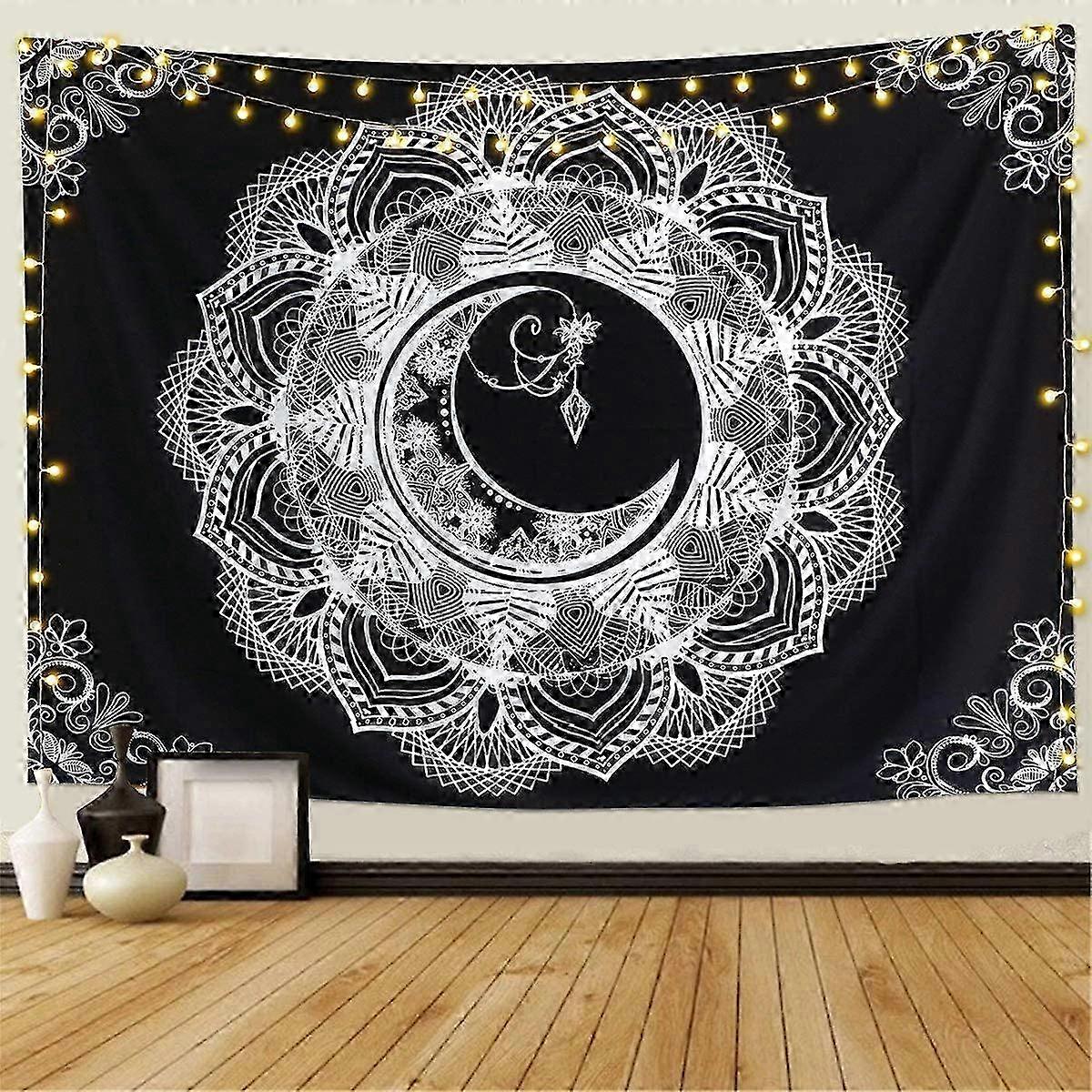 Black and White Psychedelic Tapestry Wall Hanging