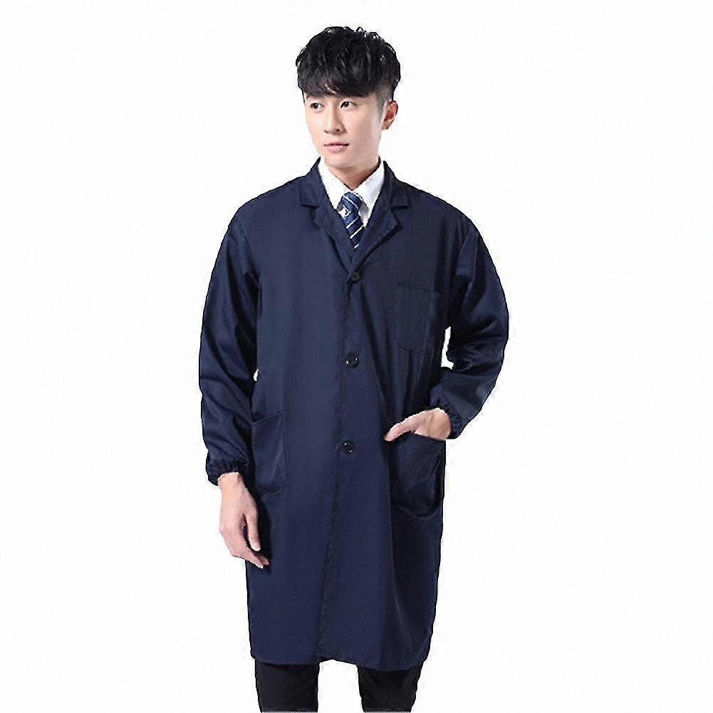 Men's Buttoned Lab Coat with Pockets for Warehouse Work Uniforms