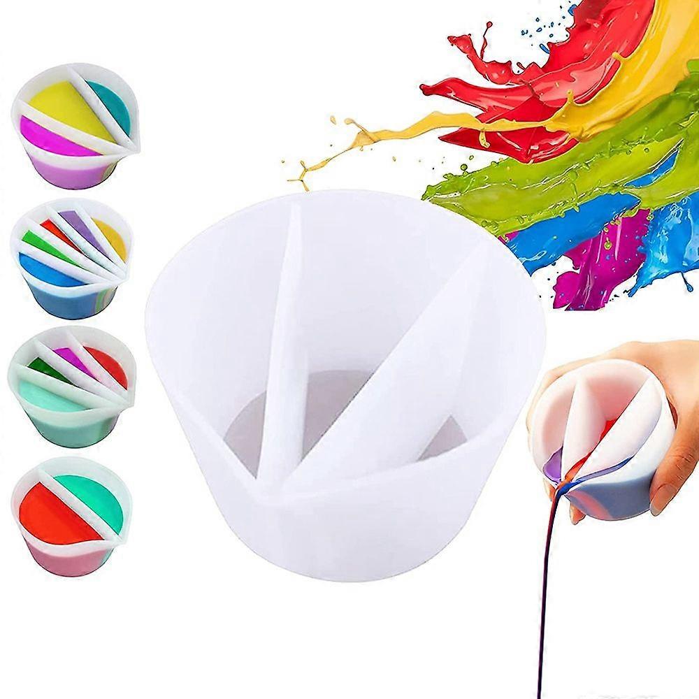 Reusable 3 Channels Split Color Mixing Cups for , Resin Pouring Painting Tools DIY Making Drawing A