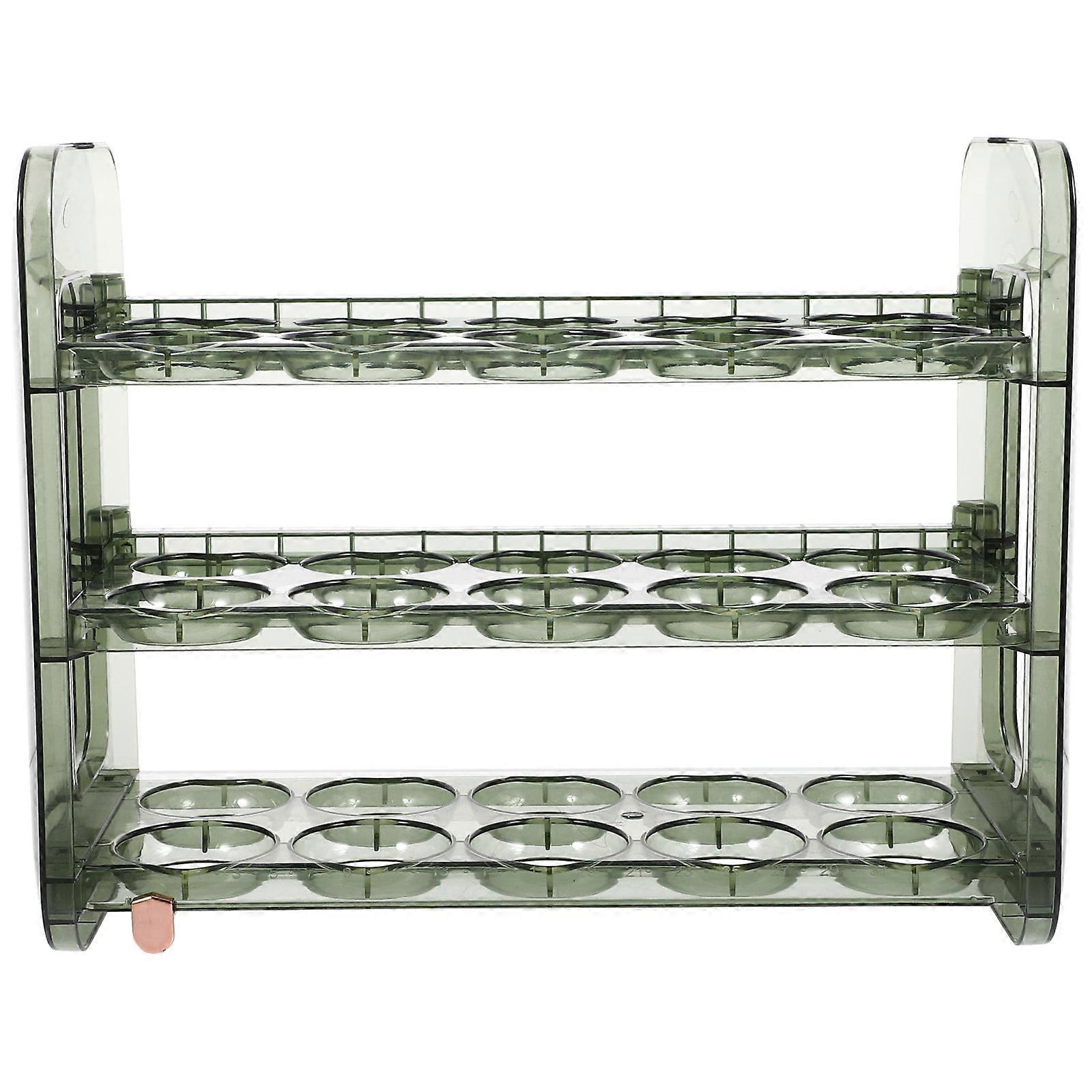 Green Plastic Egg Holder for Fridge Door Large Capacity 3 Layers Egg Storage Rack for Home Kitchen Use