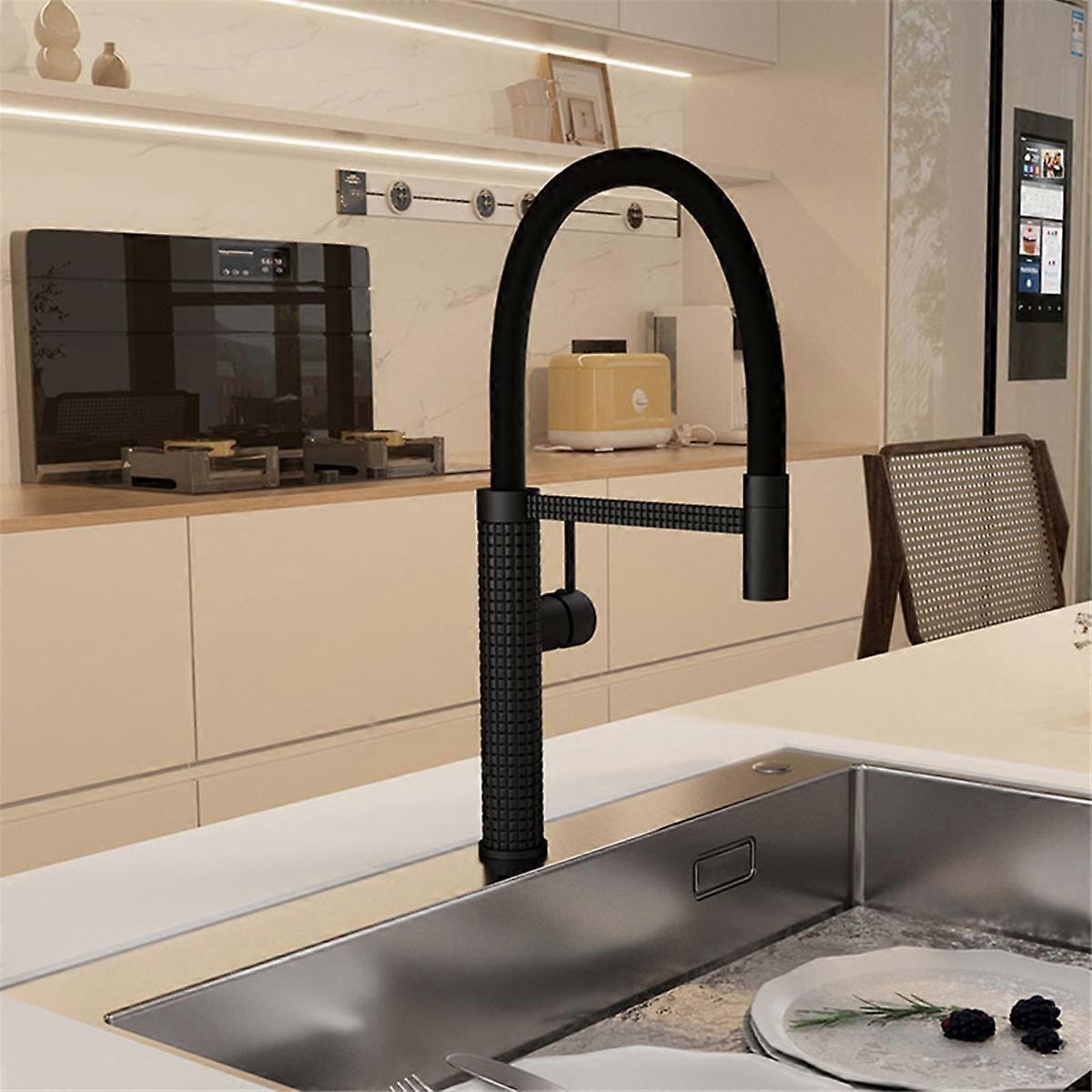 Pull Down Kitchen Faucet Chrome Dual Modes Nozzle Hot Cold Water Mixer Crane Tap Brass Spring Kitch
