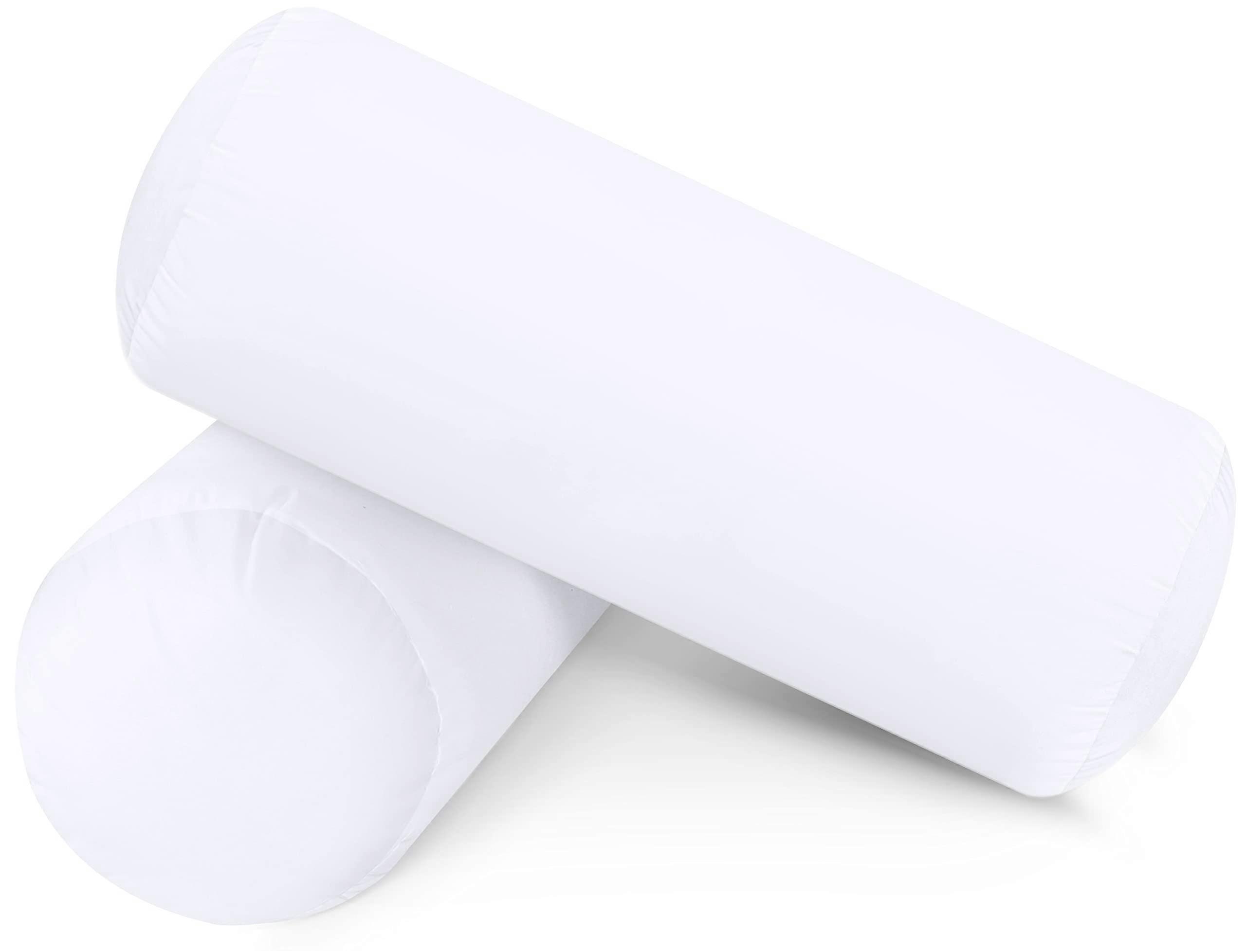 Pillow Roll Pack Of 2 15 X 40 Cm Hollowfibre Bolster Cushion White 6 X 16 In Support Pillow