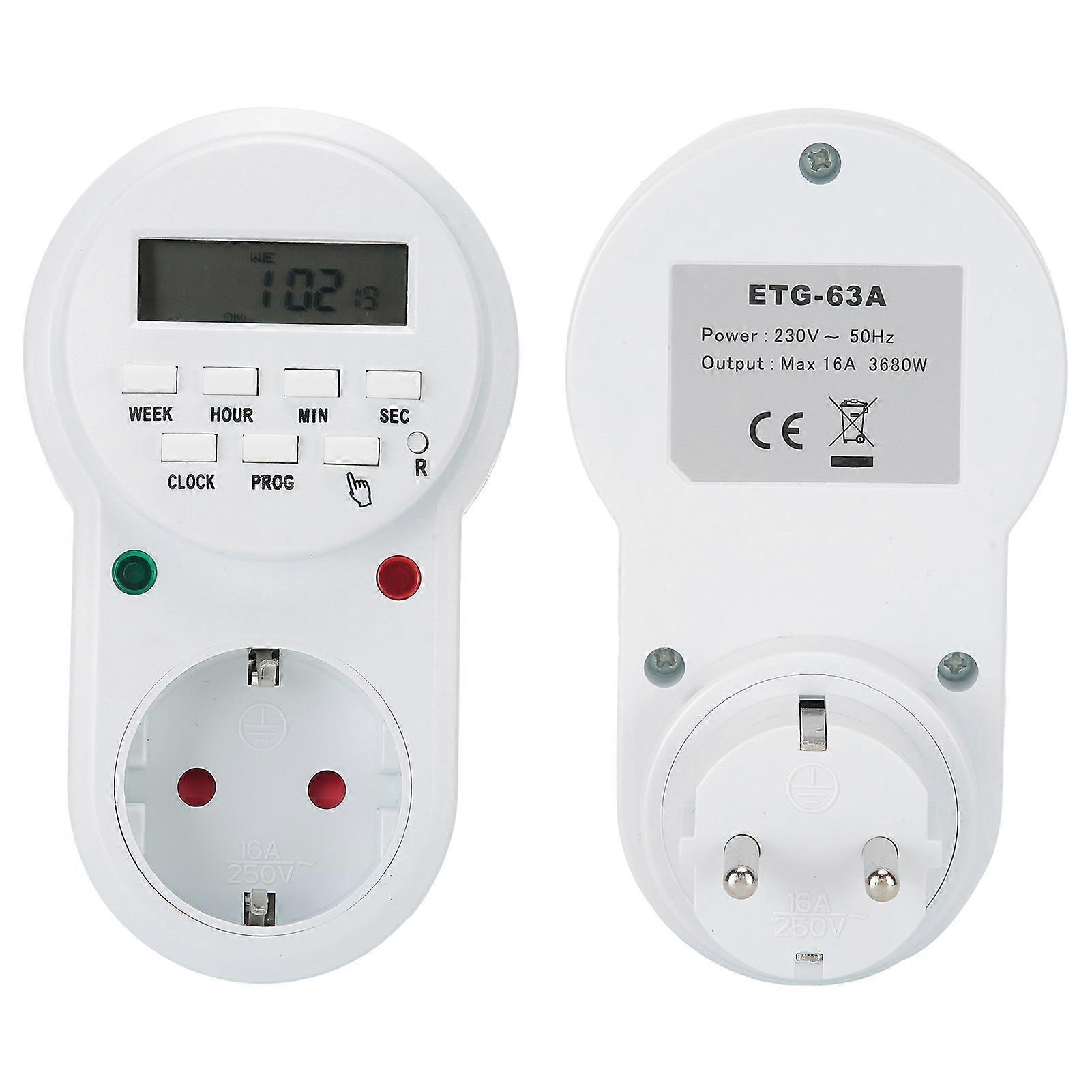 16A Smart Digital Timer Socket, 2200mAh, 12x7.2x7.5cm, Copper