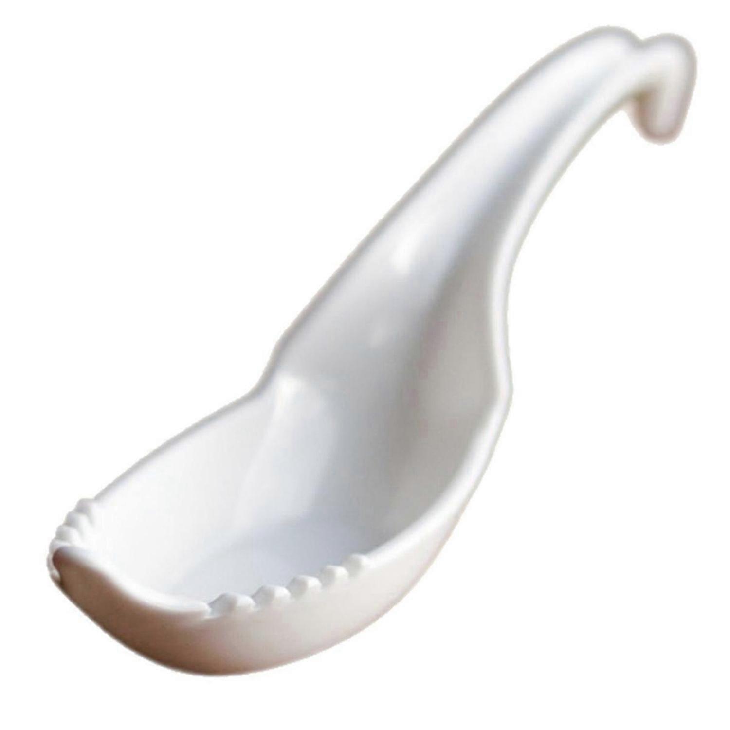 2-in-1 Ramen Soup Spoon Chinese Japanese Ramen Soup Spoon Camping Practical Ramen Tableware White