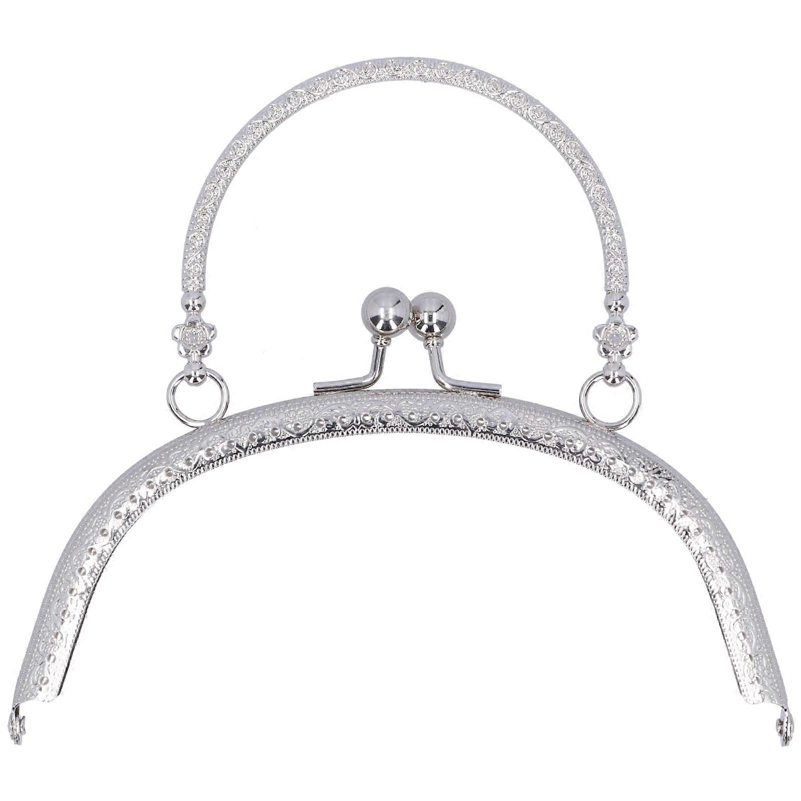 Semicircle Purse Handle Frame Metal Handbags Clasp Lock 16.5cm Bag DIY Making SuppliesSilver
