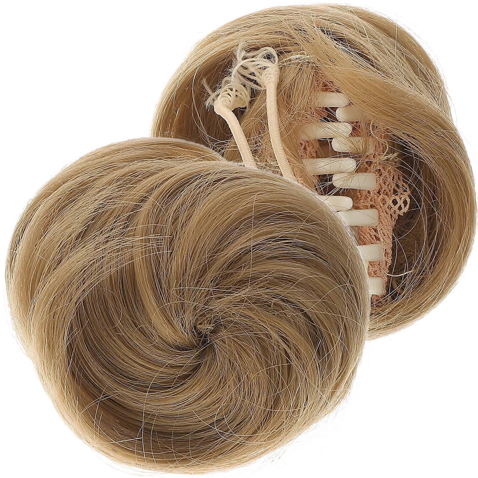 4Pcs Hair Bun Hairpieces for Volume Fake Bun Claw Chignons Extensions Yellow