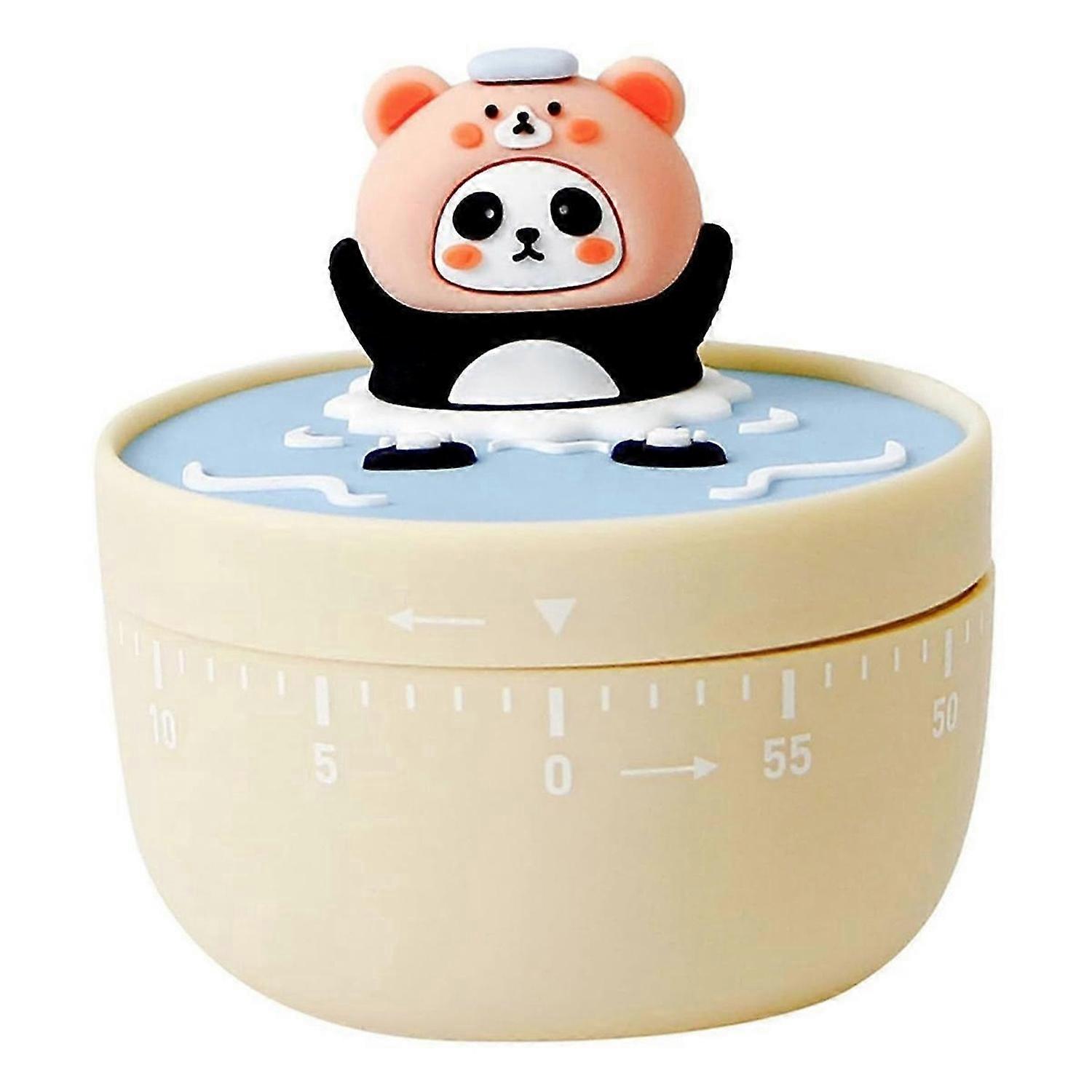 60 Min. Mechanical Kitchen Timer Panda Bathroom Manual Timer Yellow