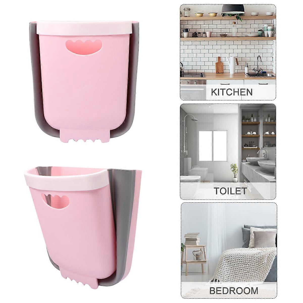 Kitchen Folding Trash Can for Storage with Large Capacity 1Pcs Pink