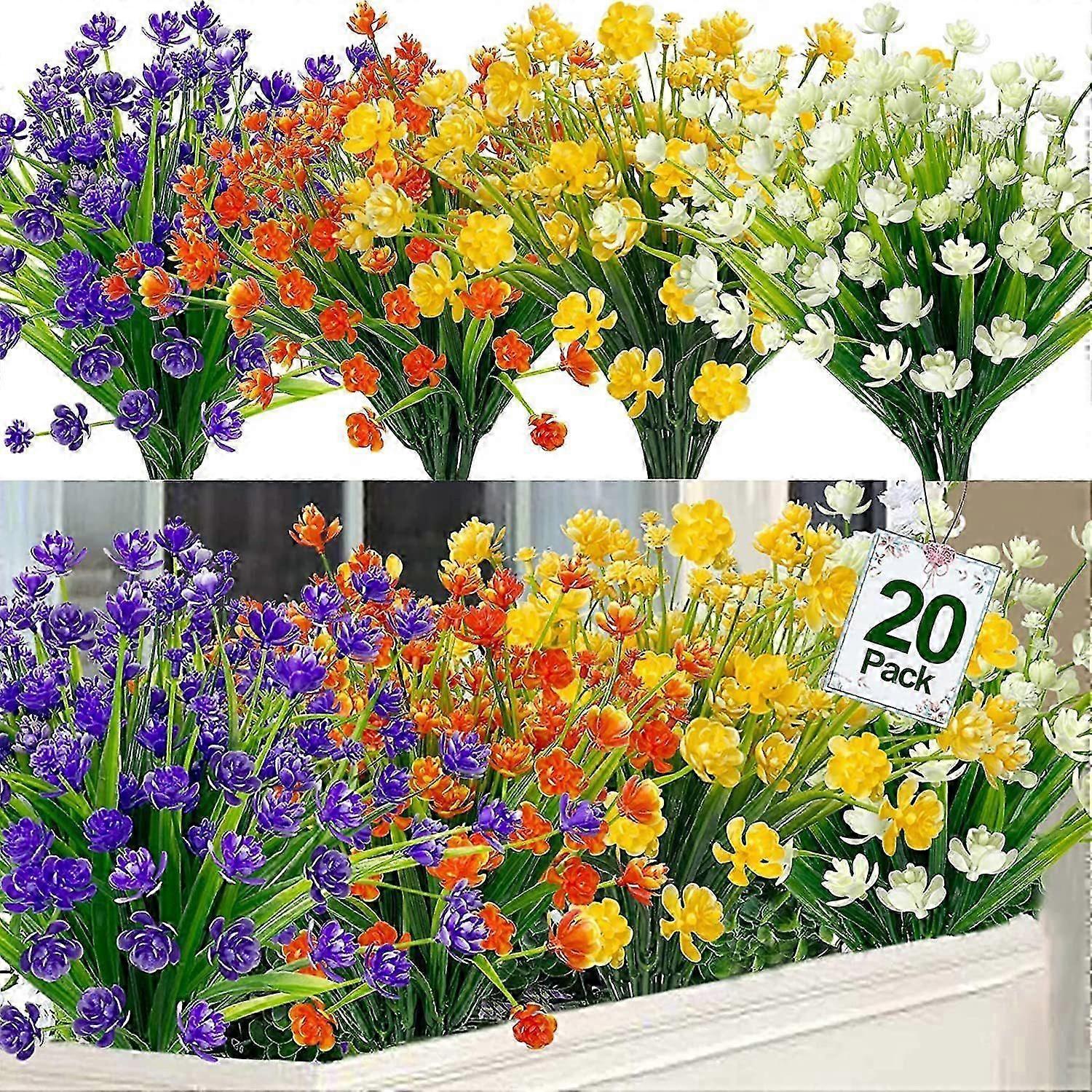 20pcs Uv Resistant Outdoor Artificial Plants And Flowers