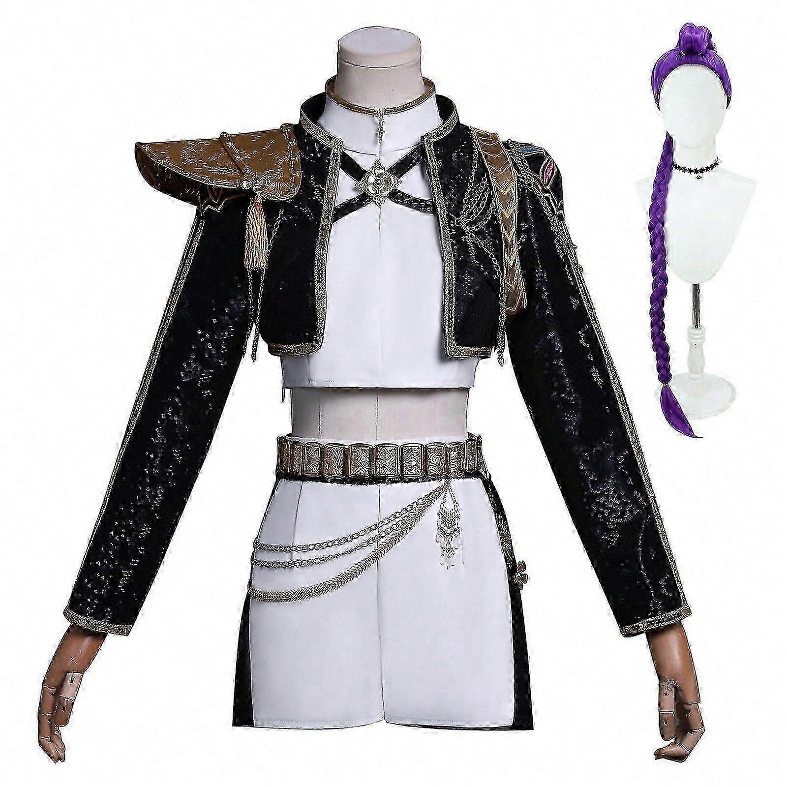 Kpop Demon Hunters Rumi Cosplay Costume Set Halloween Party Fancy Dress For Womens Black _c