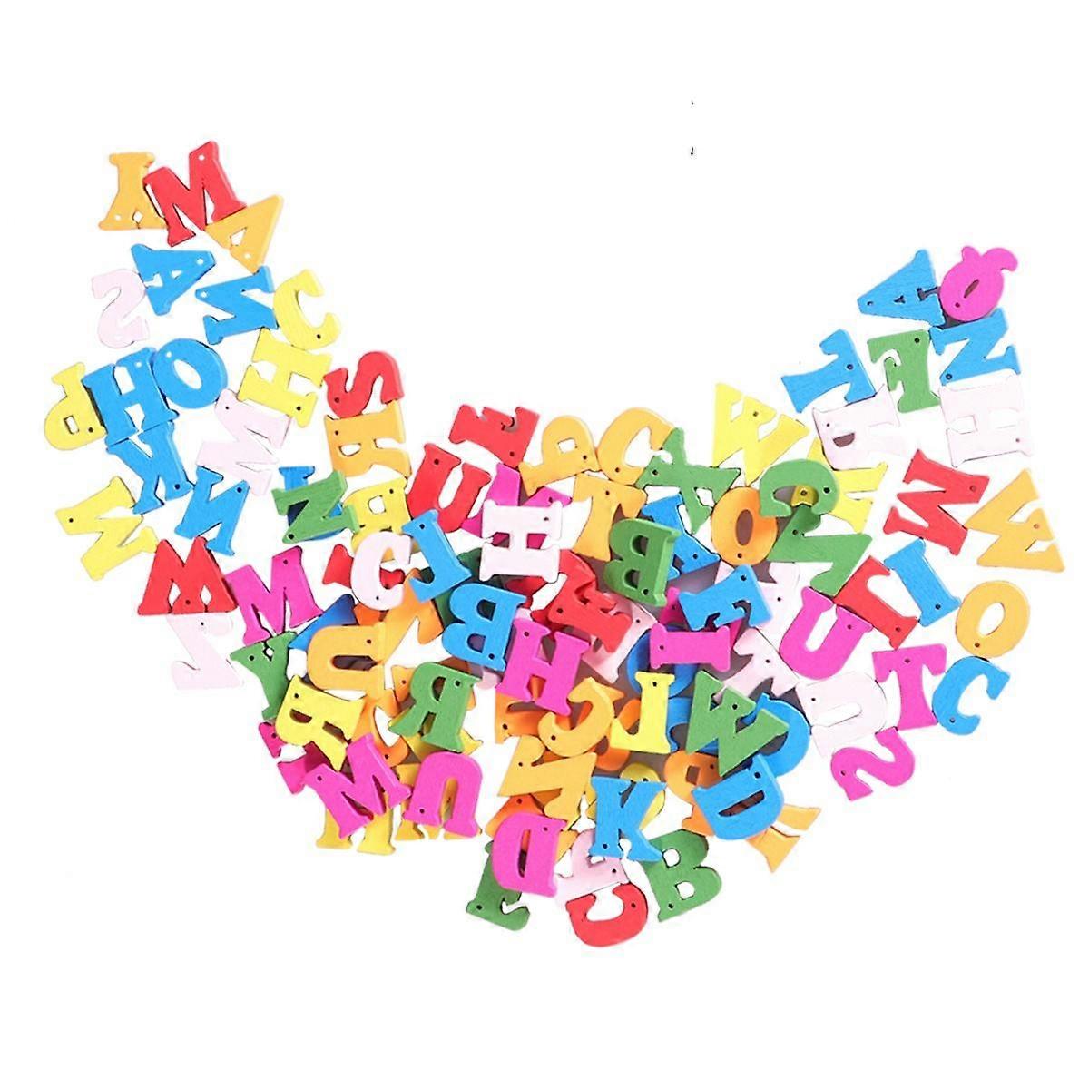 Letter Toy Button Wooden Slice for Craft Use 200Pcs DIY Craft Material