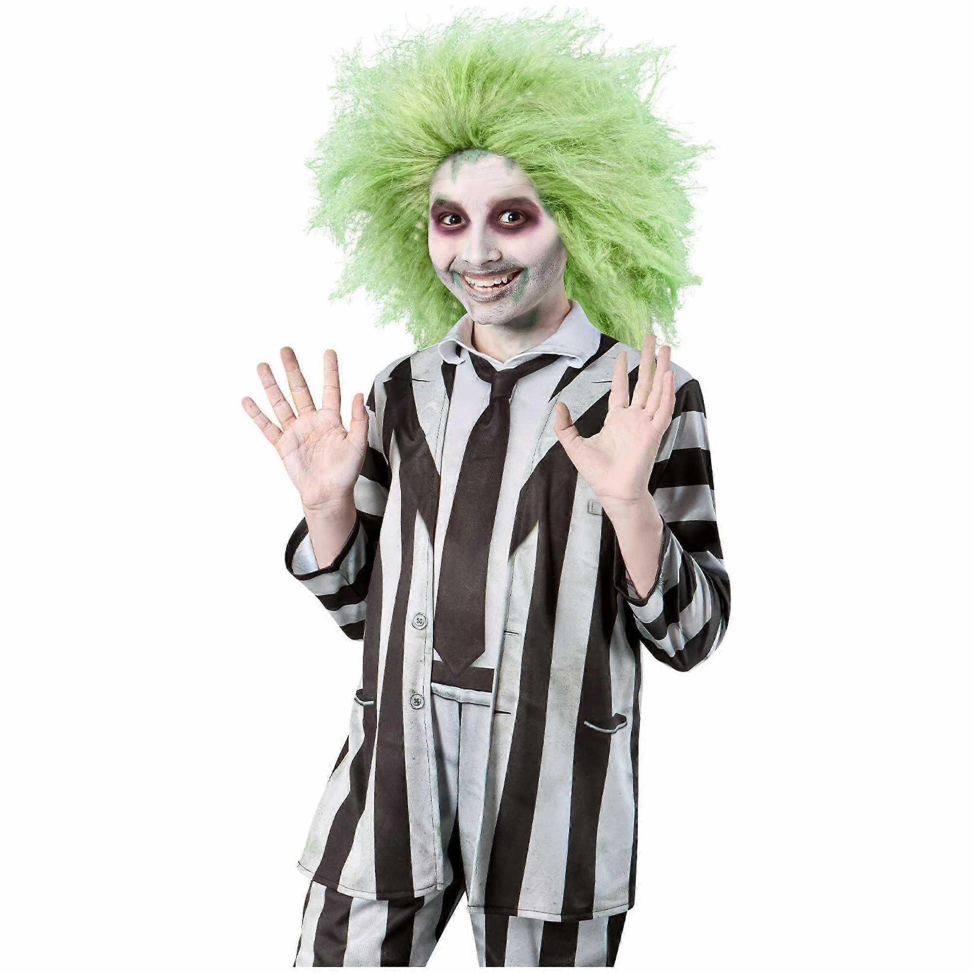 Beetlejuice The Bio-Exorcist Horror Ghost Movie Green Child Boys Costume Wig
