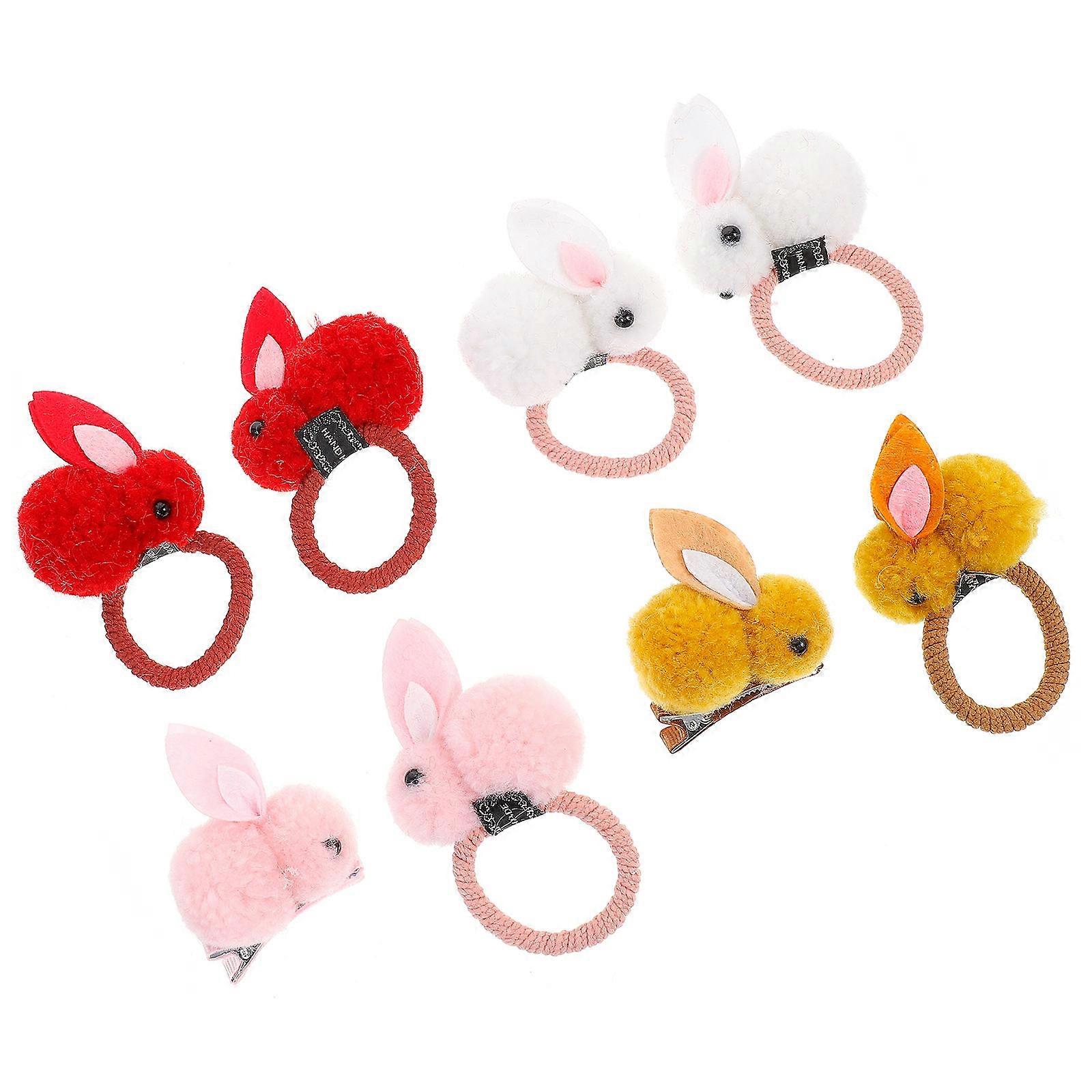 Hairstyle Holder Plush Rabbit Hair Ties for Kids 16Pcs Colorful Set