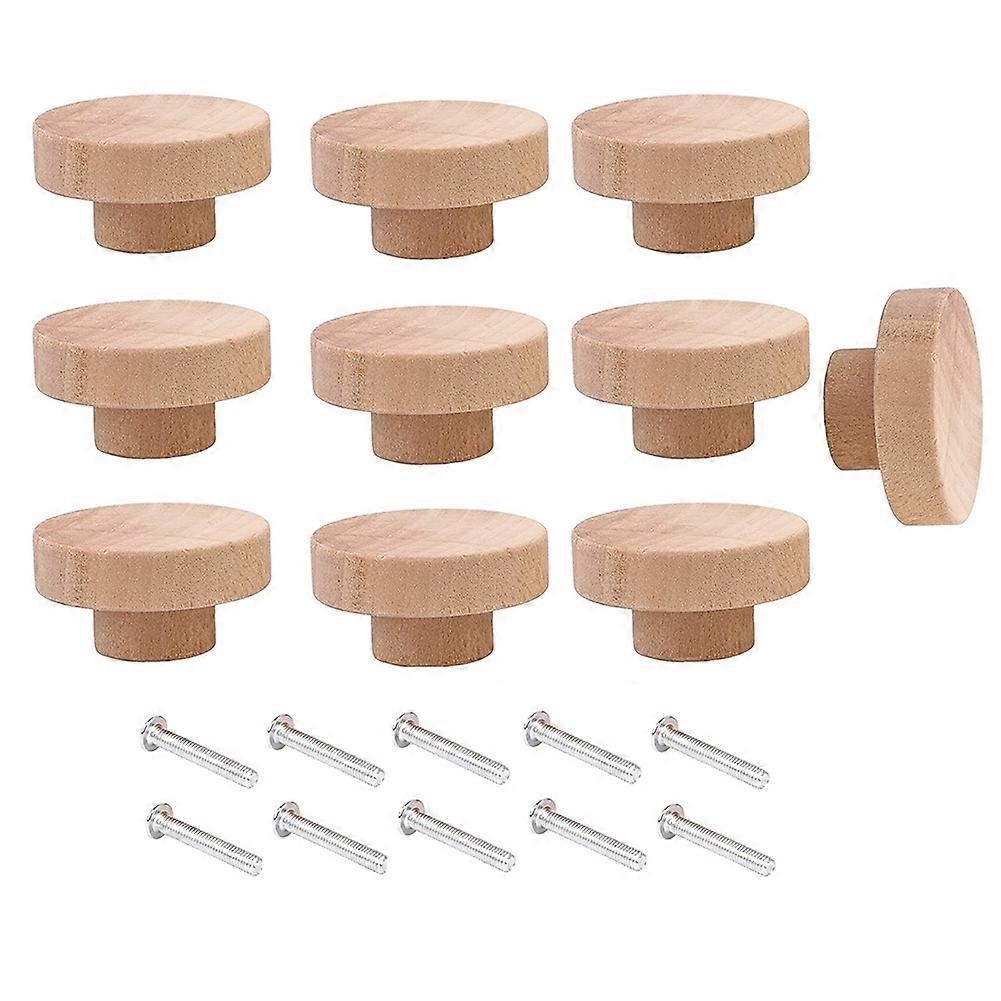 10Pcs Round Unfinished Wood Drawer Knobs 50mm Dia Wood Pulls