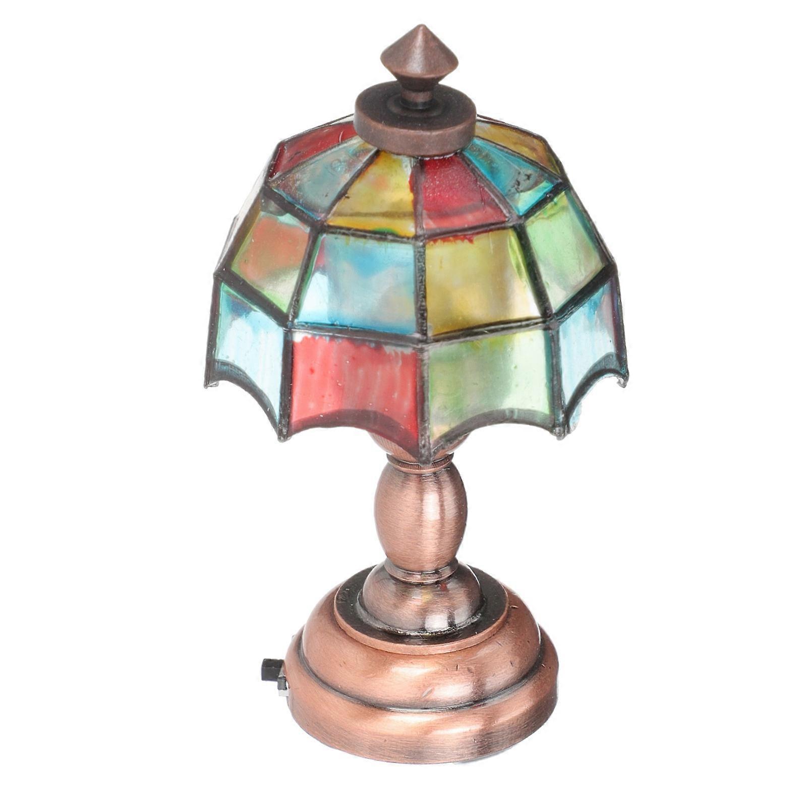 Mini Table Lamp Adornment LED Lamp Model for 2Pcs Doll House Accessories