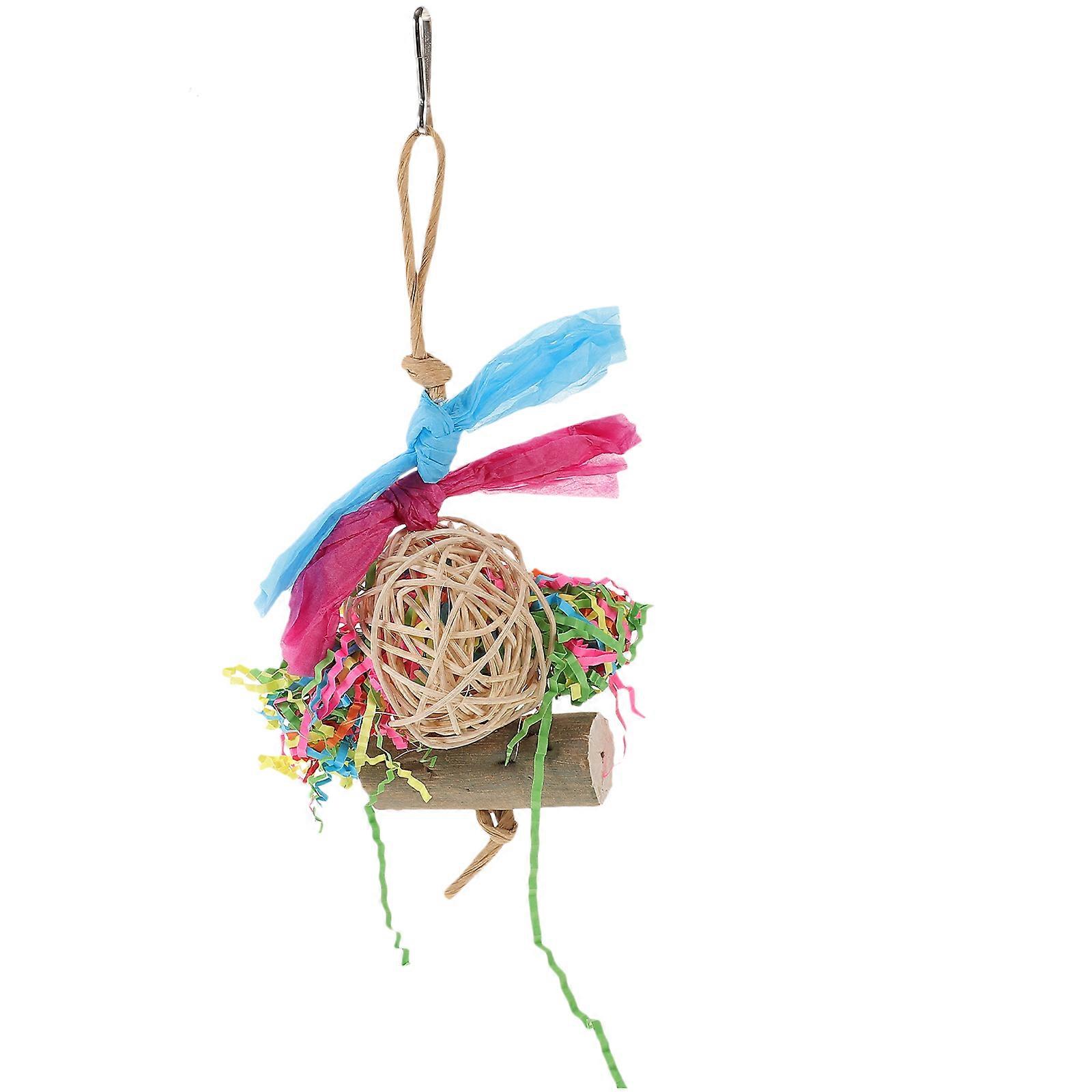 Conure Toy Chew Shred Toy For Pet Birds Vibrant Wooden Hanging Teeth Grinding 1 Set