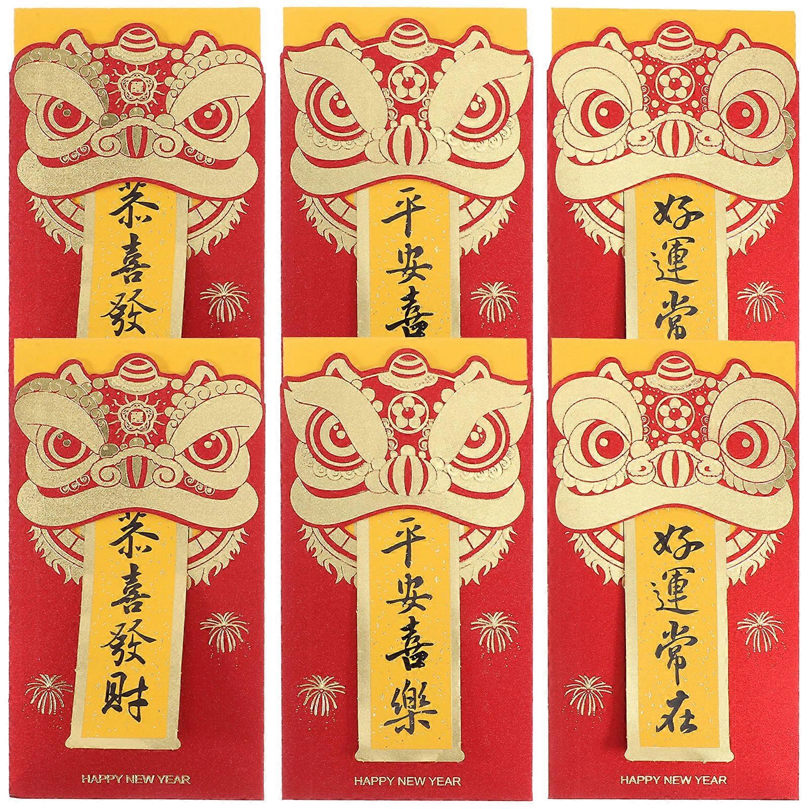Luxurious Chinese New Year Red Envelopes 12 Pcs Cash Envelope For Spring Festival Birthday Unique Design