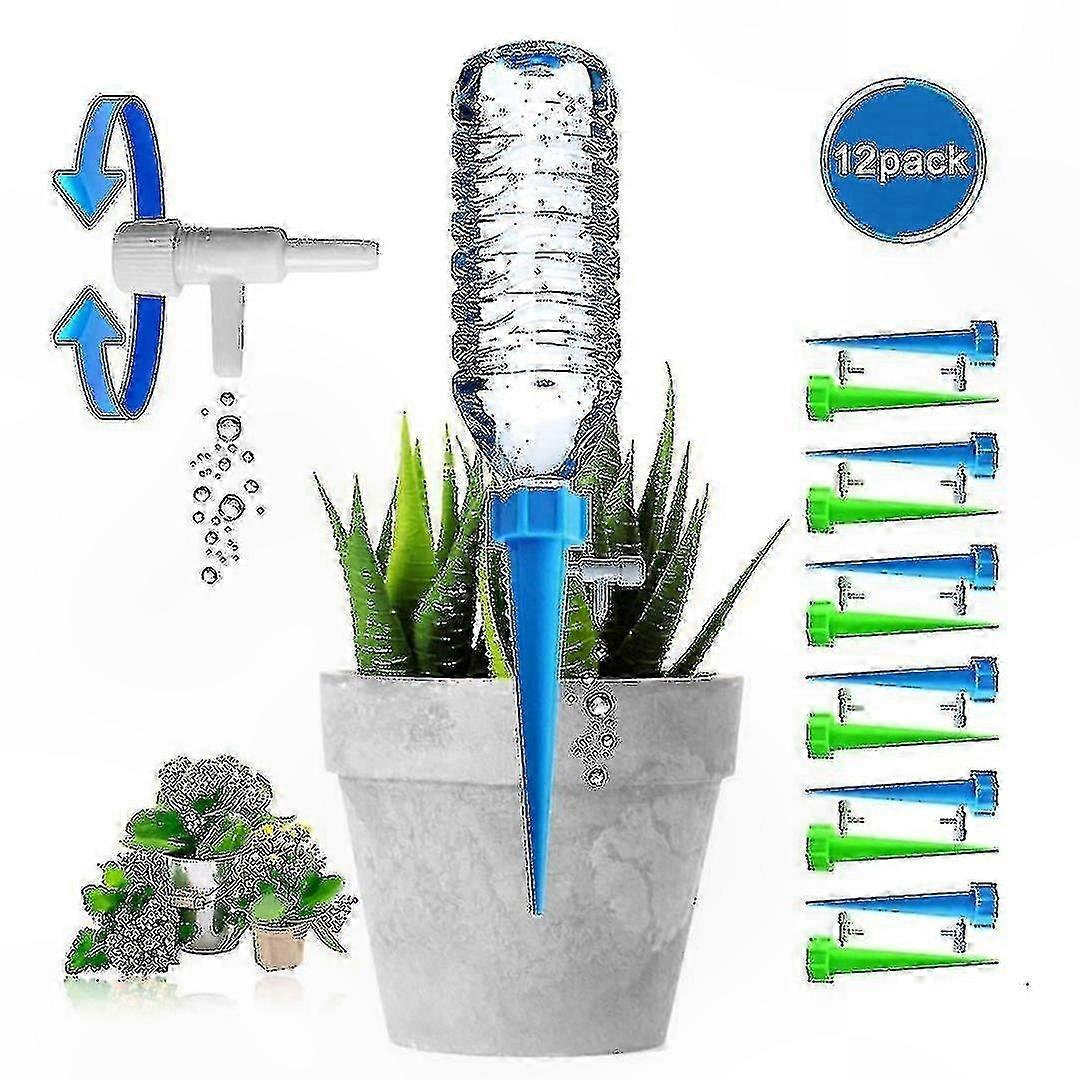 12-Pack Plant Watering Spikes with Slow-Release Valve System for Automatic Drip Irrigation