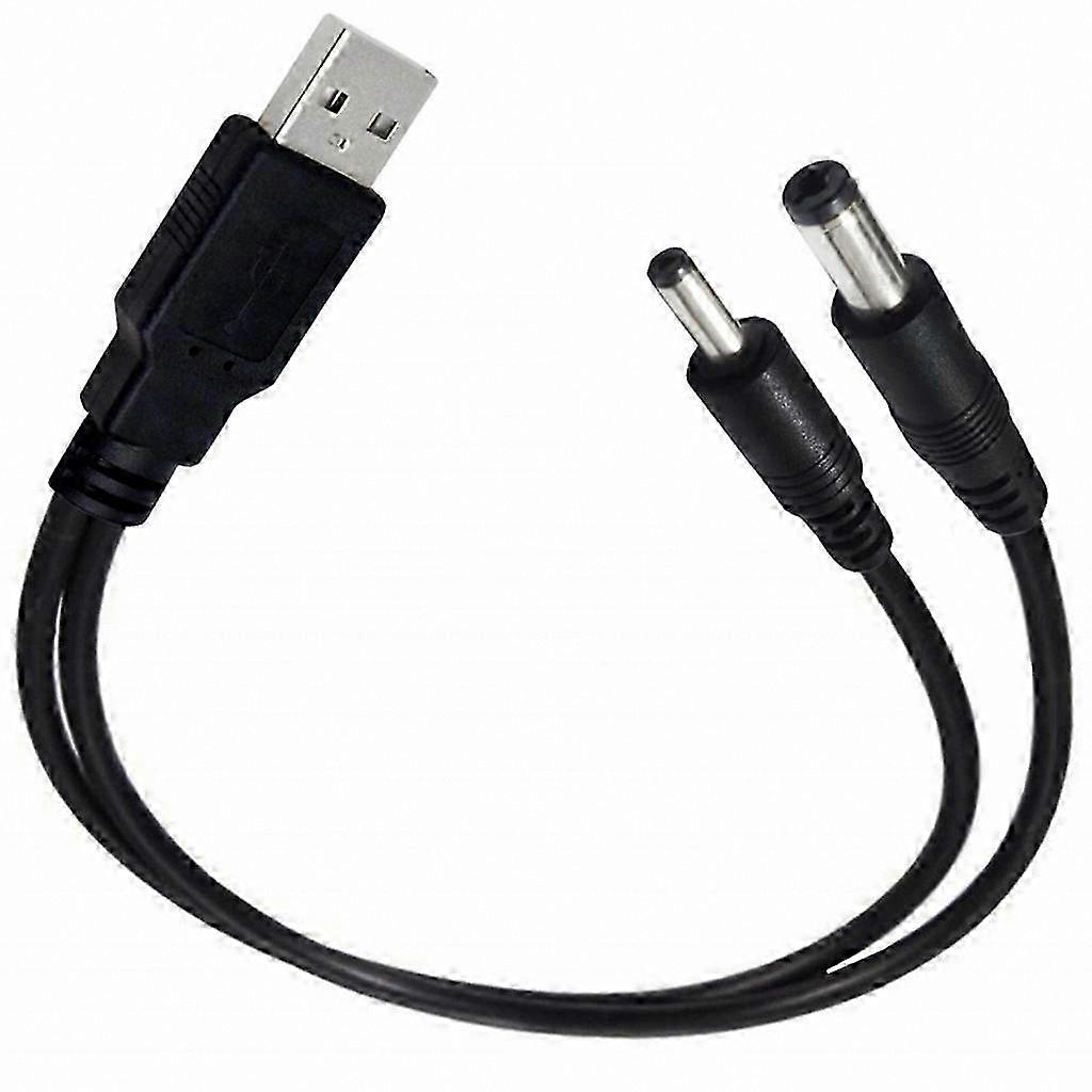 Universal 2-in-1 USB to DC Power Cable with 5.5x2.1mm and 3.5x1.35mm Connectors for Charging Devices