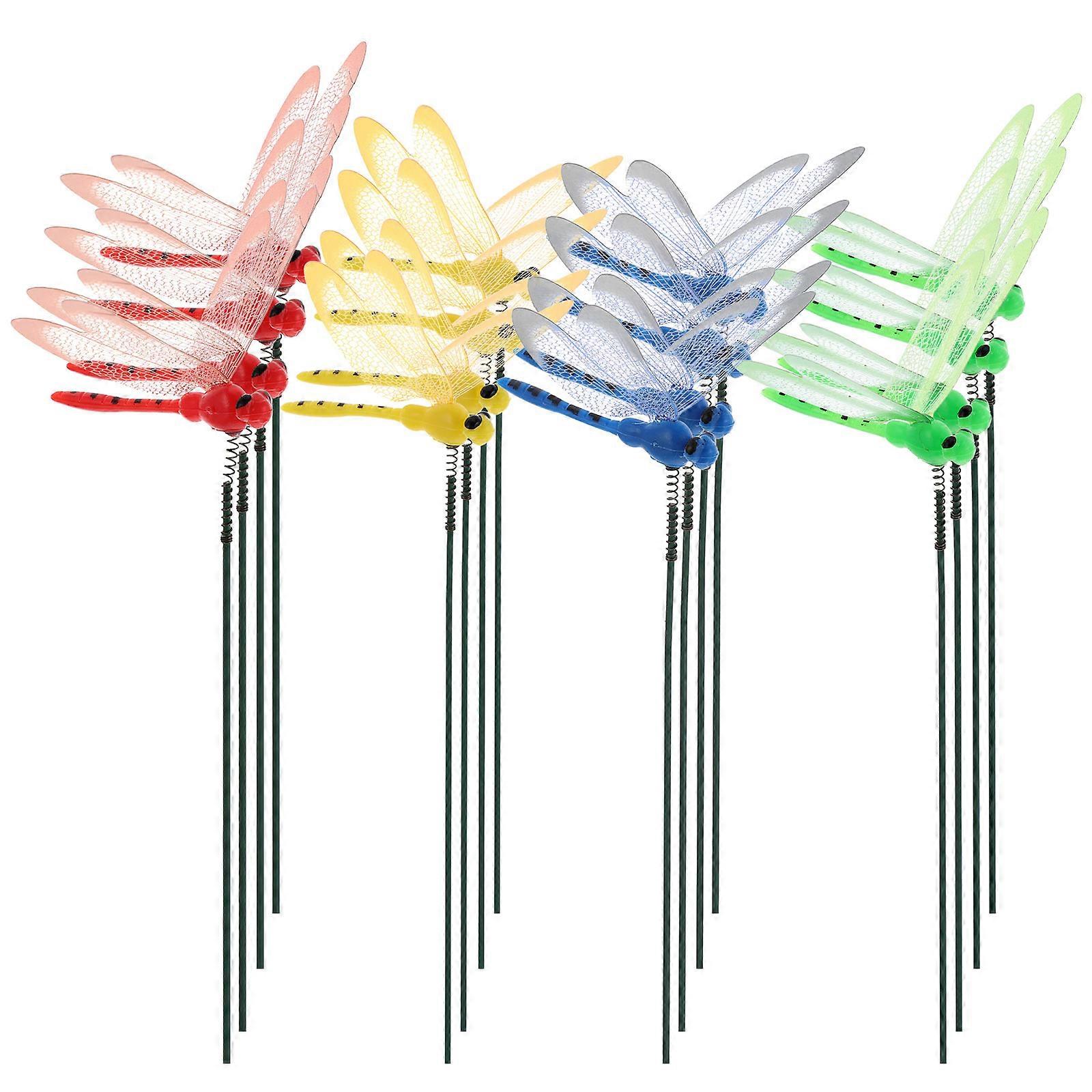Simulation Dragonfly Stakes Decorative Garden Insert for Home Use 90Pcs