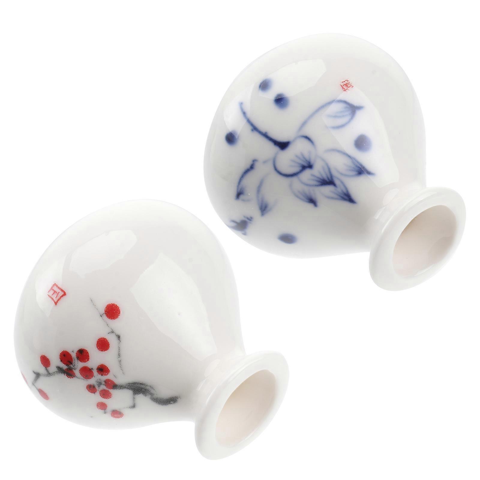 Mini Flower Vase Ceramic Home Use Vase for Flower Arranging 2Pcs