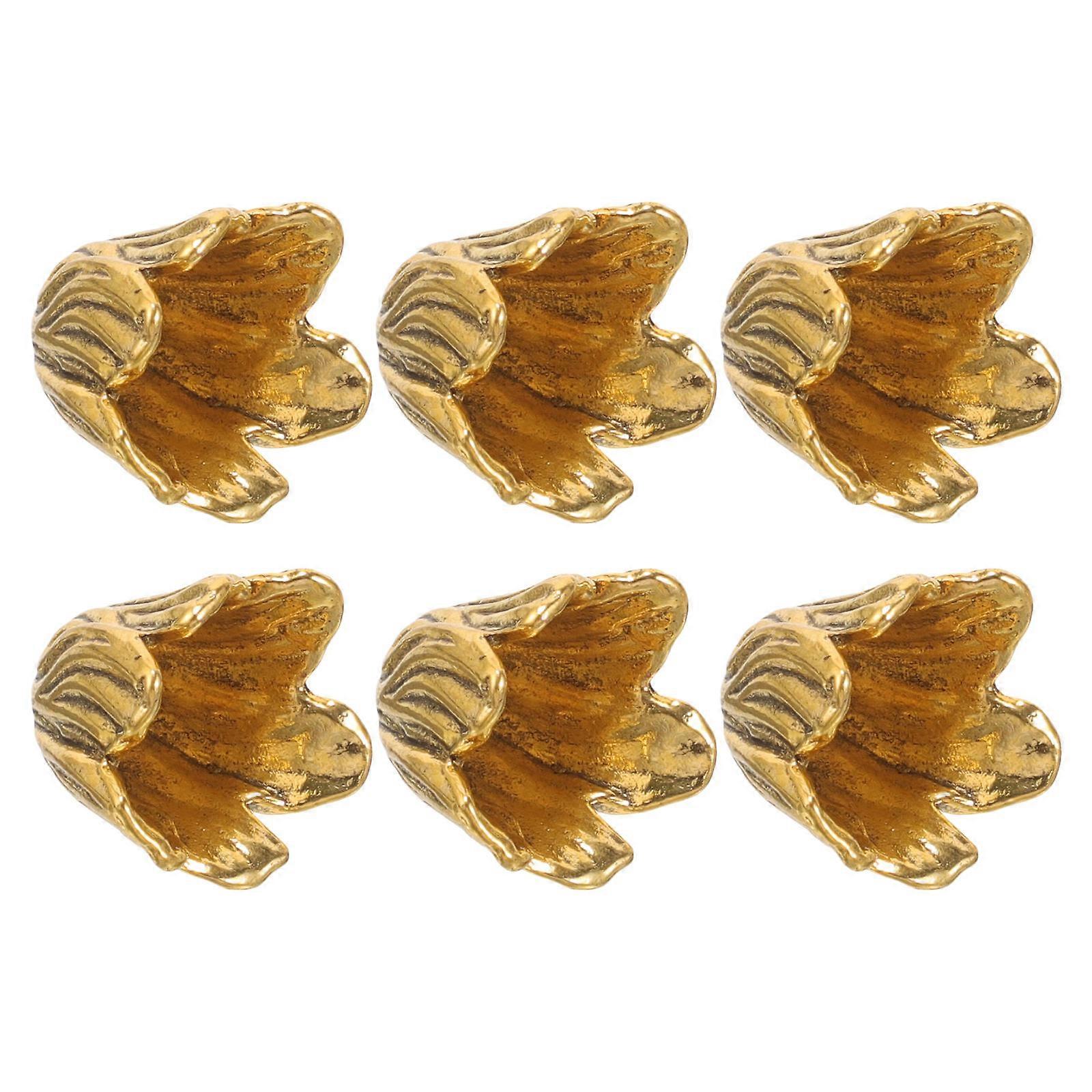 Assorted Flower Spacer Bead End Caps 6Pcs Ideal For Jewelry Makers Craft Projects In Golden Alloy