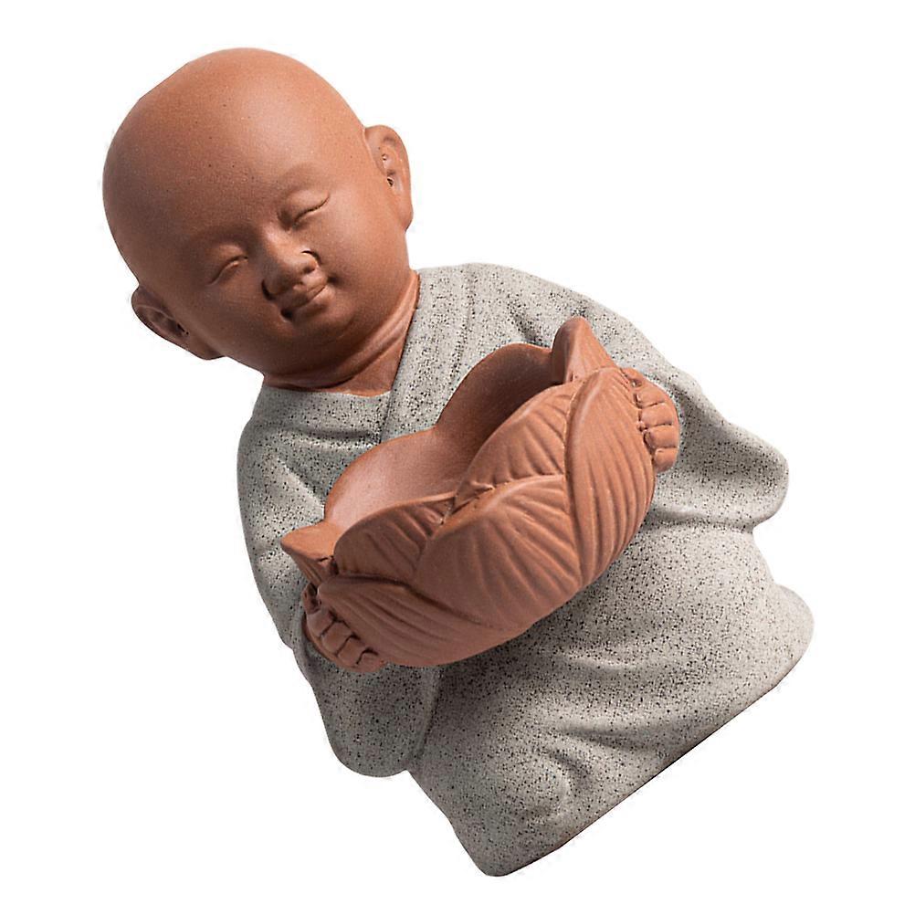 Buddhist Candle Holder Monk Shape Ceramic Candle Stand for Decor 2Pcs