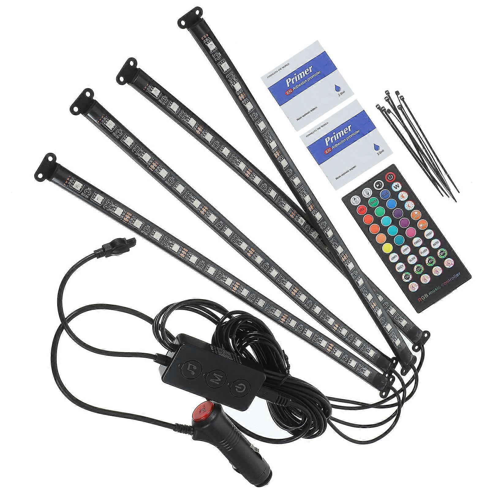 Interior Lighting Light Strip for Decoration 4Pcs Multicolor Remote