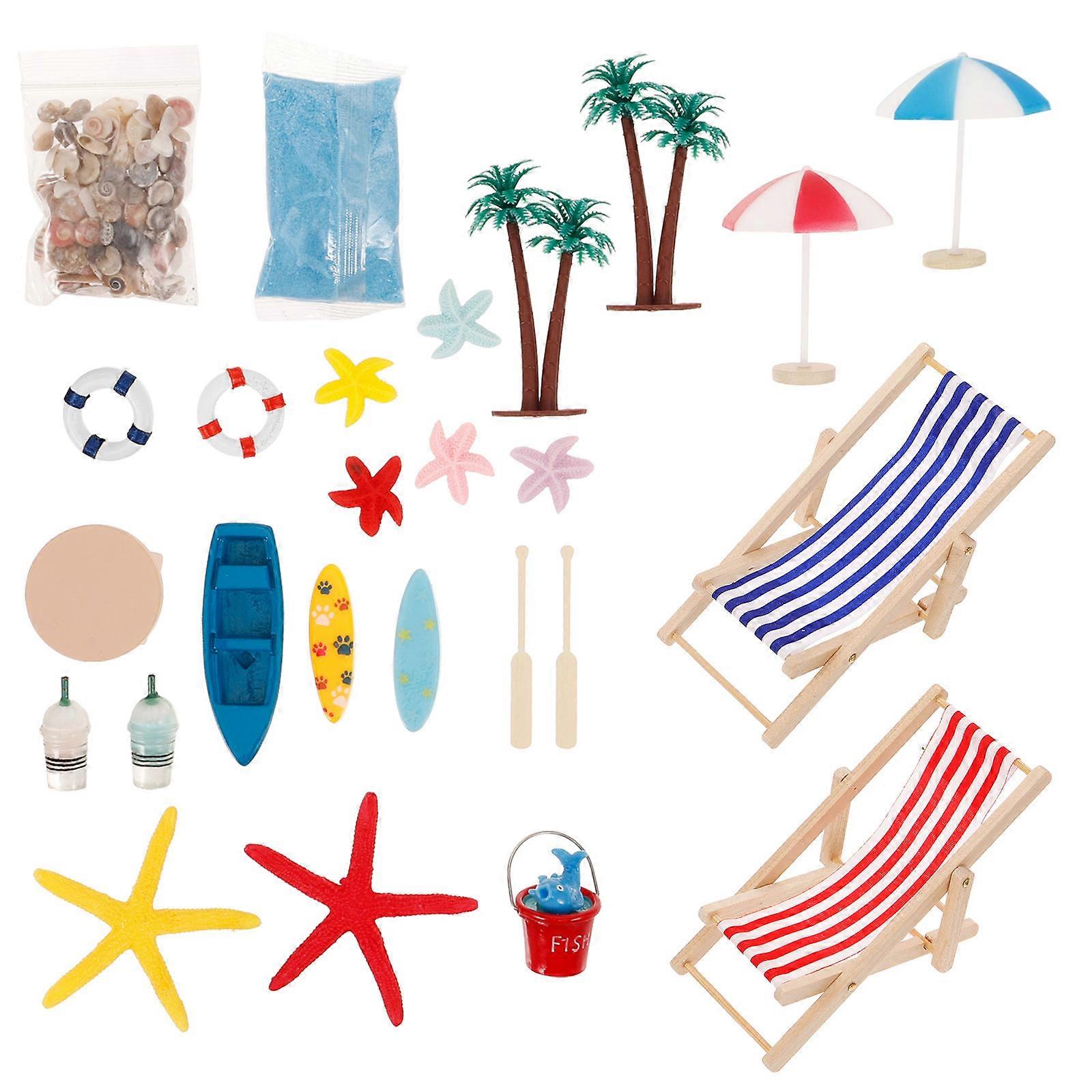 Miniature Beach Style Ornament Set for Decoration 2Sets with Durable Material