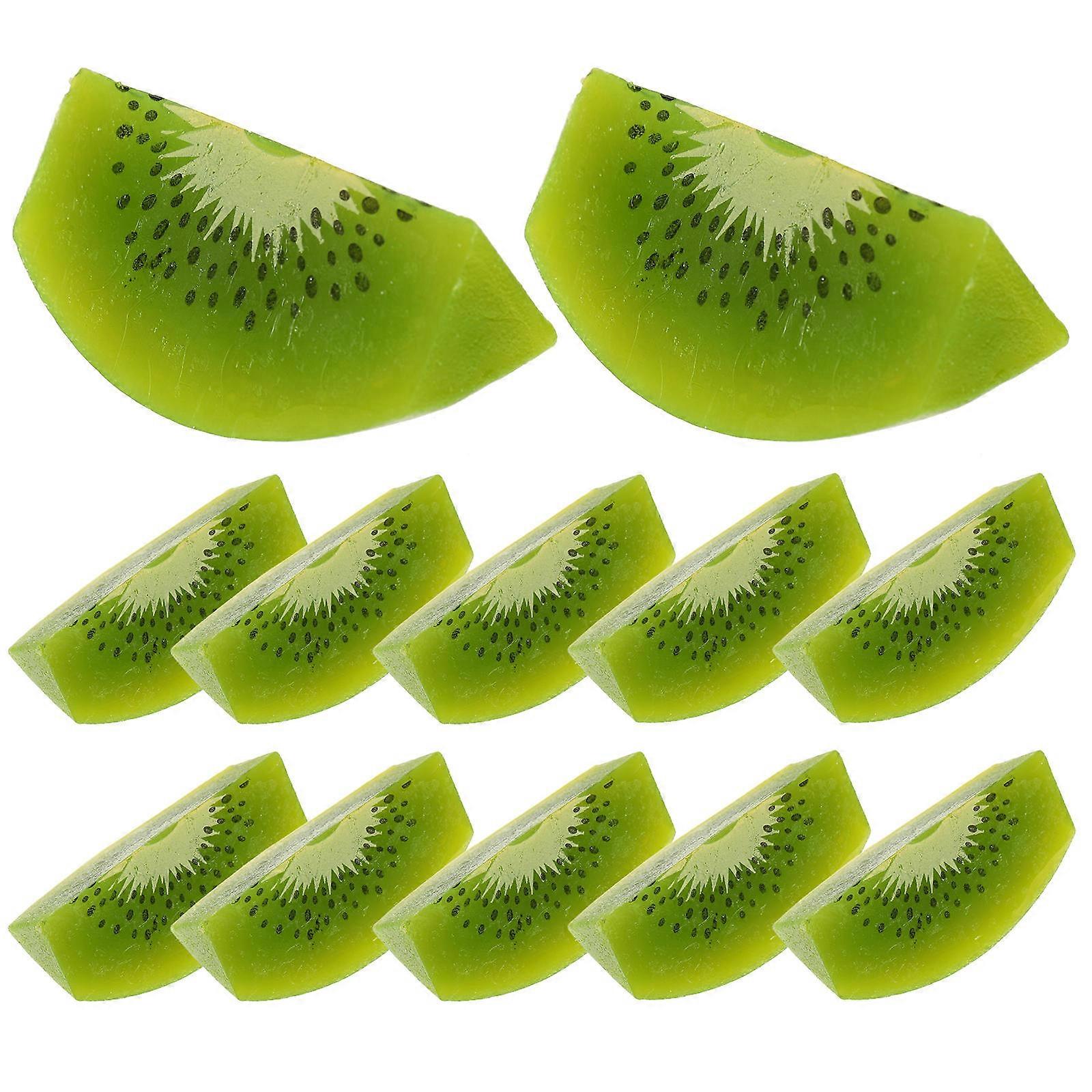 Simulation Kiwi Slice Model Decor Artificial Kiwifruit Slice for Playing 48Pcs