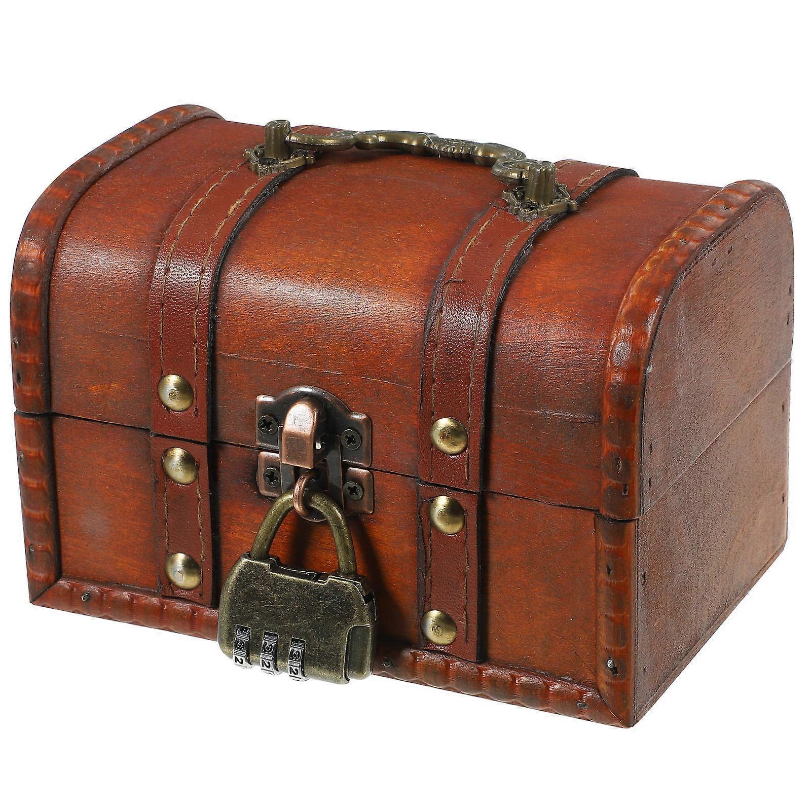 Vintage Trinket Box for Storage Use 4Pcs Wooden Pirate Keepsake Chest