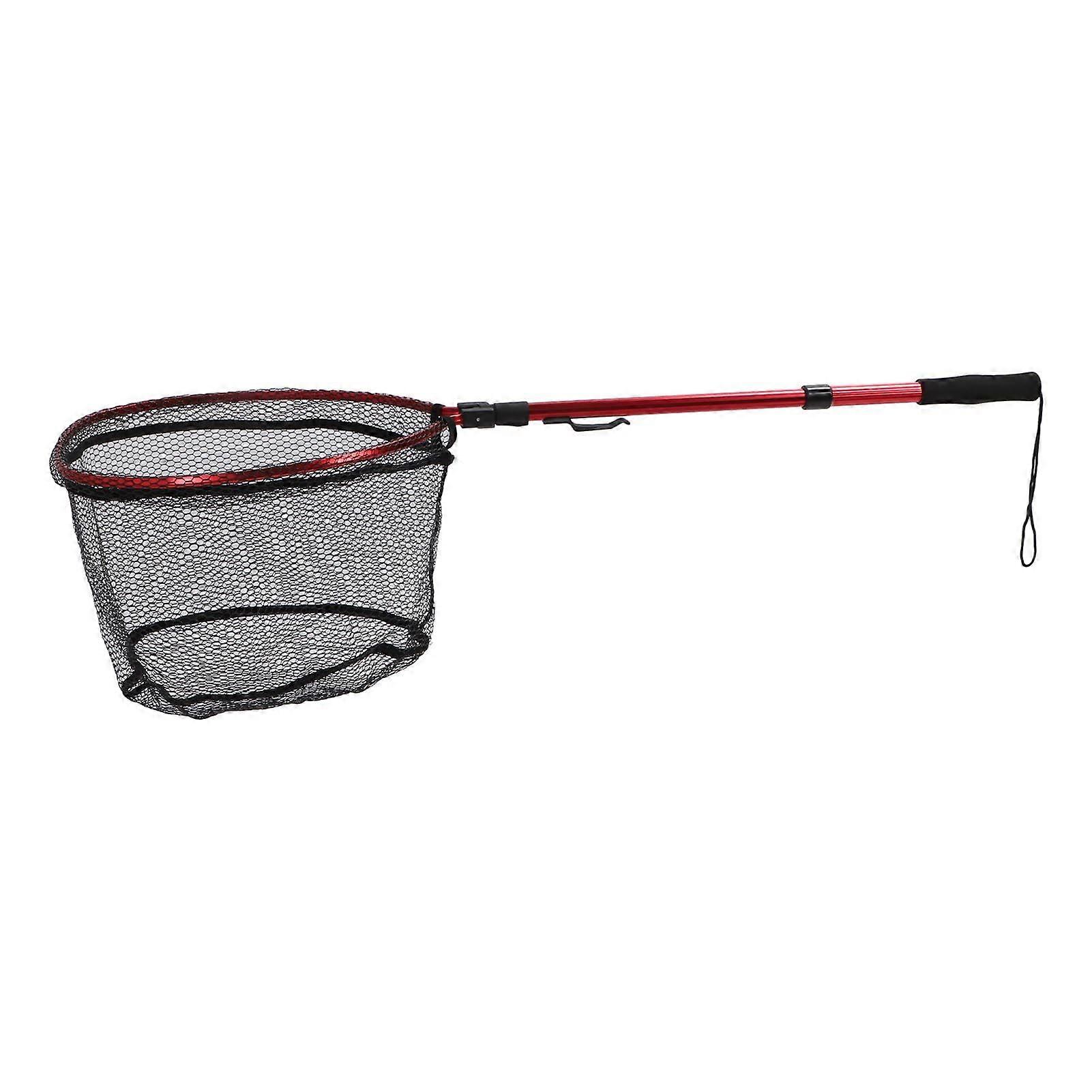 Floating Fishing Net Aluminum Alloy Rubber Foldable Extendable Portable Fish Landing Net for Easy Transportation and Storage Red