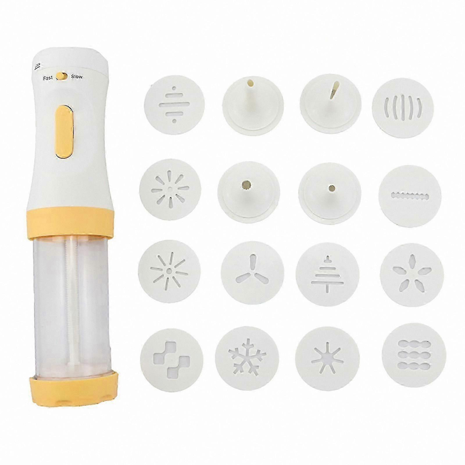 Electric Cake Decorating Kit with 16 Discs, Cookie Press Gun Set, Baking Tool for Biscuits and Pastries