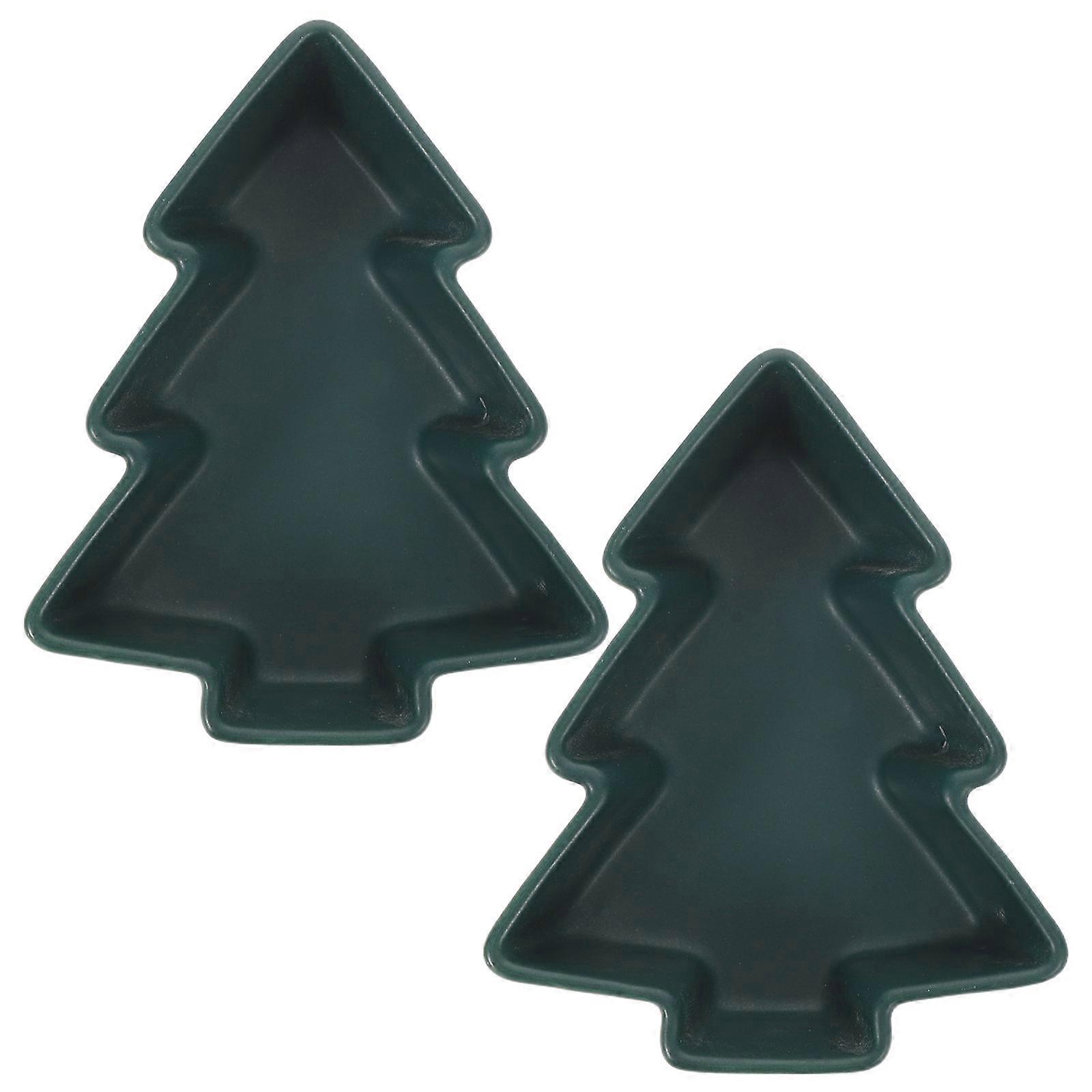 Ceramic Christmas Tree Creative Snack Serving Plate 2Pcs Set