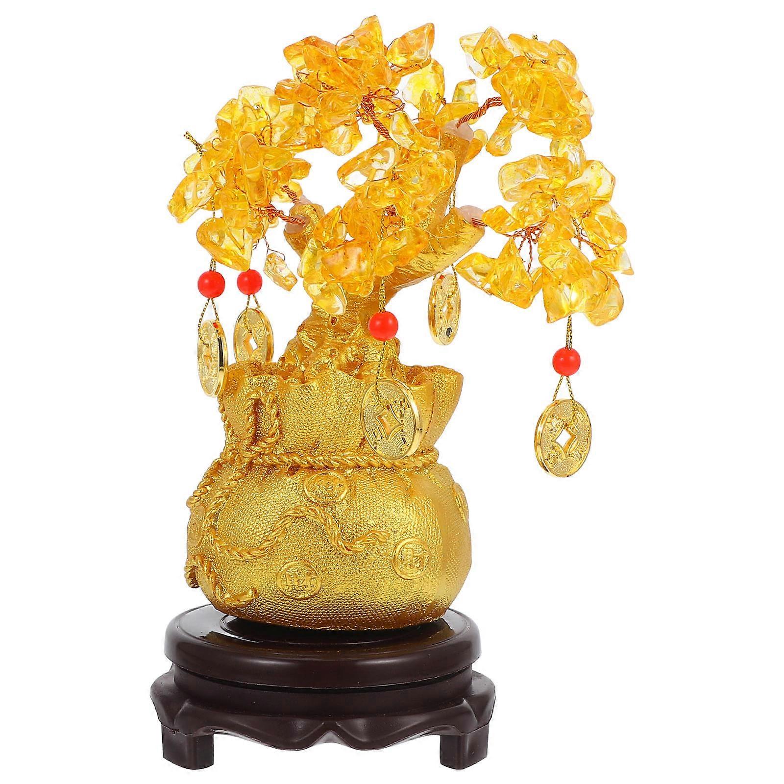 Crystal Money Tree Feng Shui Ornament for Prosperity 7Pcs Pack