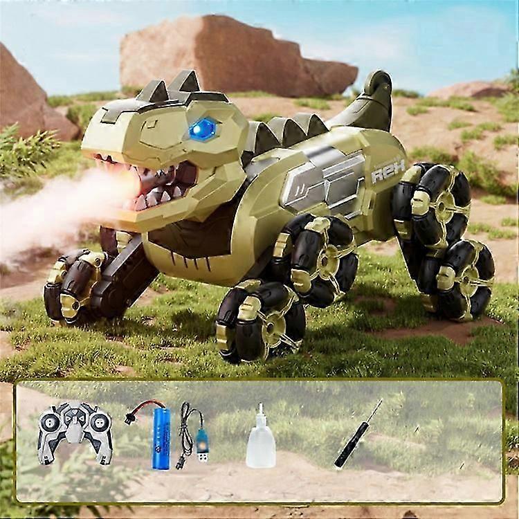 4DRC 4D-Y12 Dinosaur Shape 8 Wheels RC Car Spray Toy for Kids, Single Controller / Dual Battery