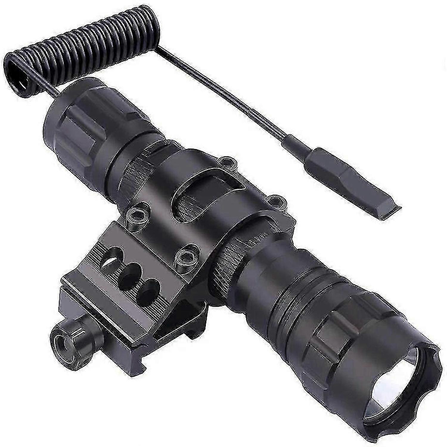Led Tactical Flashlight, 1 Flashlight Mode, With Push Button Switch And 45 Mounting Rail, Side Offset Ring