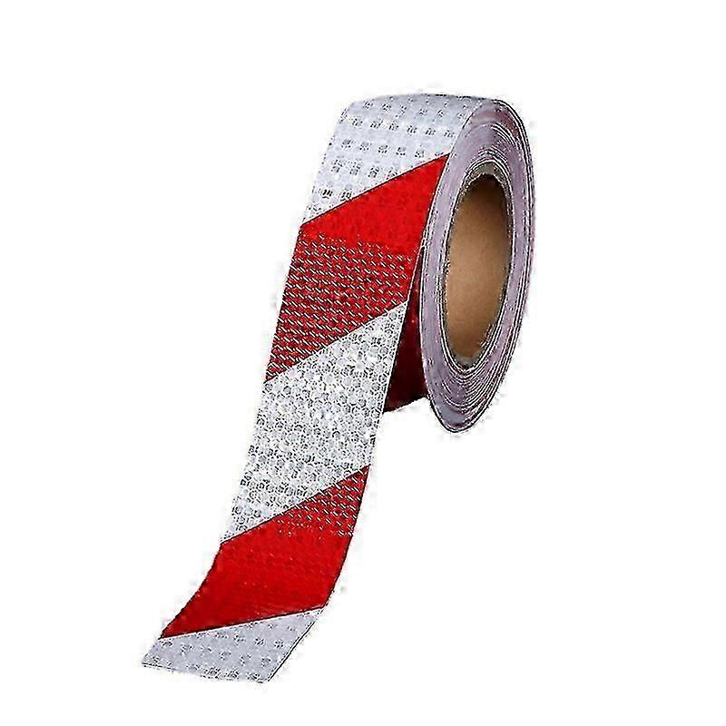 赤と白の反射テープステッカー、25M * 5CM反射粘着テープ高強度反射警告ステッカー、防水リフレクターテープ