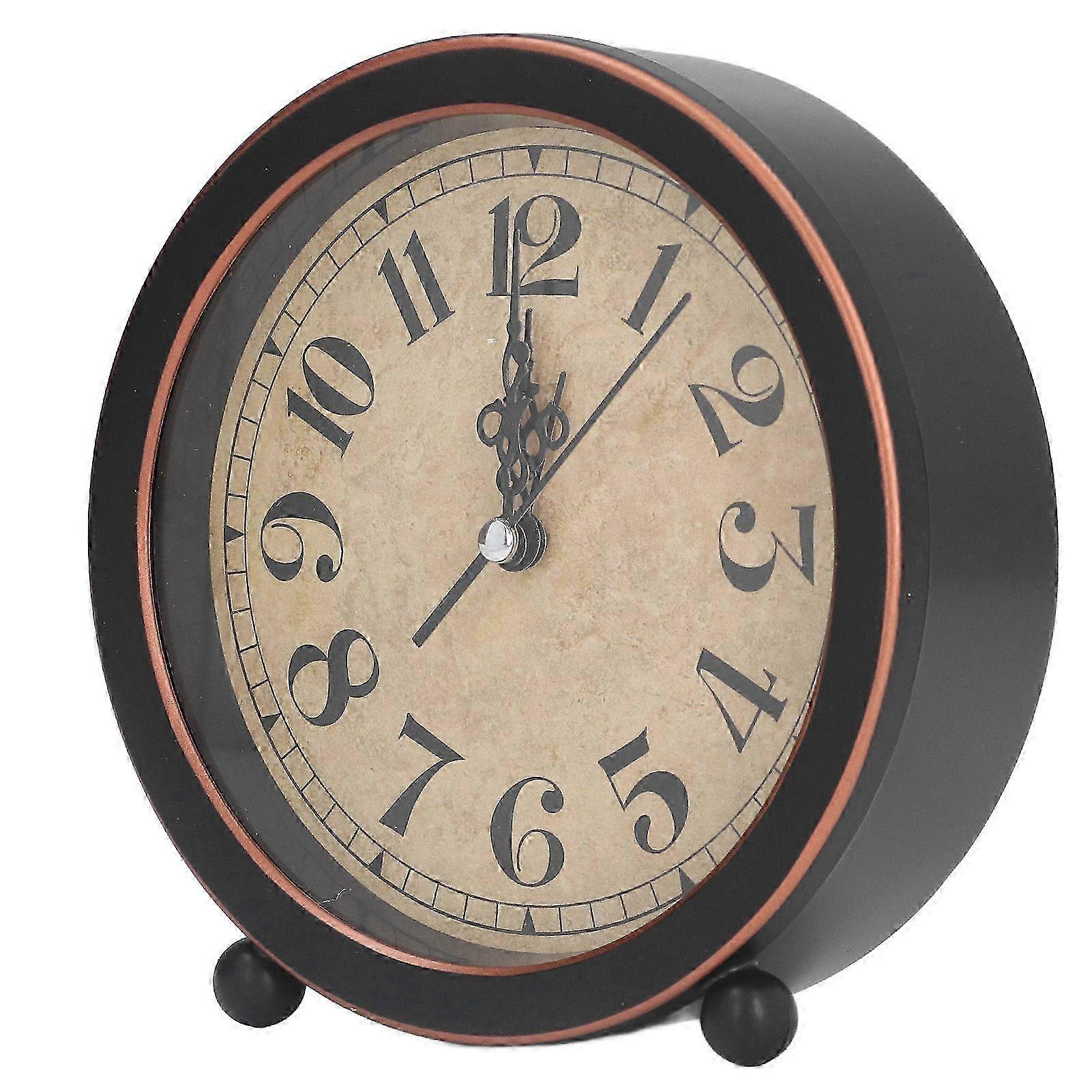 Desk Clock Retro Style Easy Identification Silent Ticking Nonradiative High Accuracy Battery Alarm Clock for Home Office